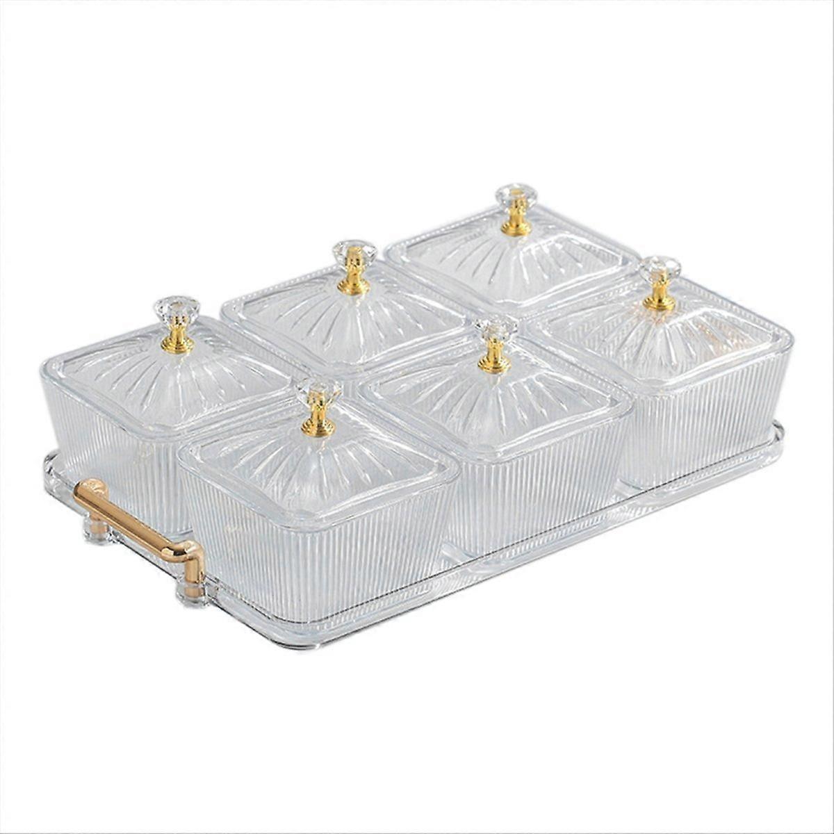 Snack Serving Platter Appetizer Serving Tray,Transparent-White