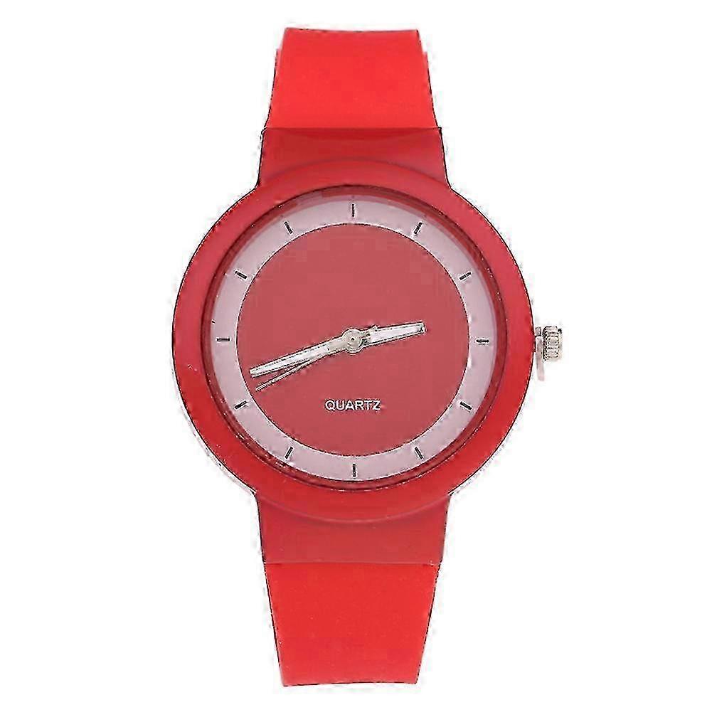 Candy Color Round Dial Silicone Band No Number Analog Quartz Jelly Watch