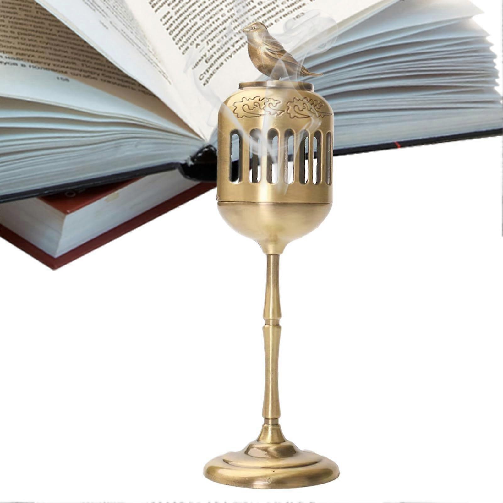 Incense Burner Mini Ash Catcher, Room Fragrance Stand, Aromatherapy Decor, Bird Clouds Retro Meditation Home Accessory