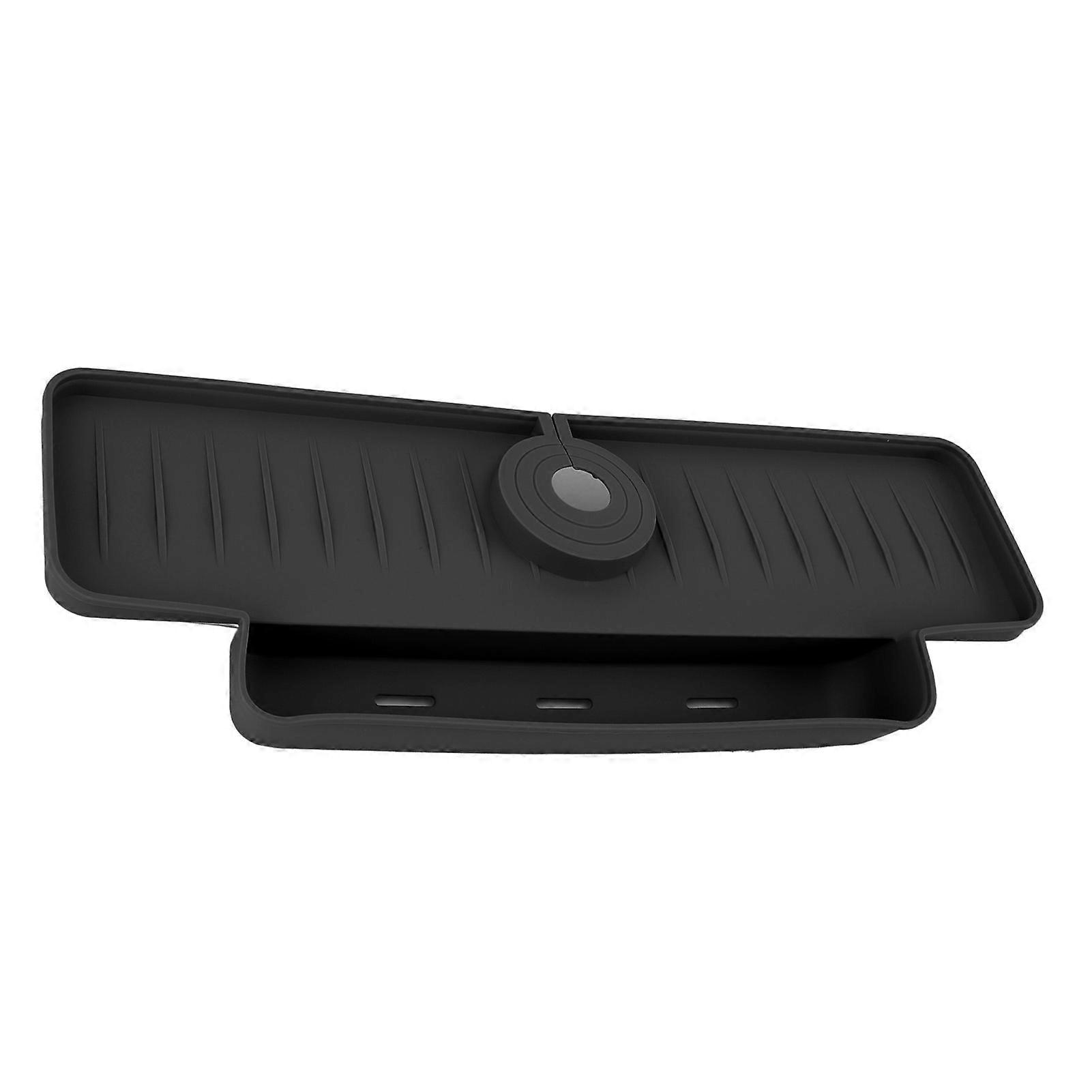 Faucet Splash Proof Draining Rack Silicone Foldable Faucet Handle Drip Catcher Tray Drainer Shelf Basket for Kitchen Black 