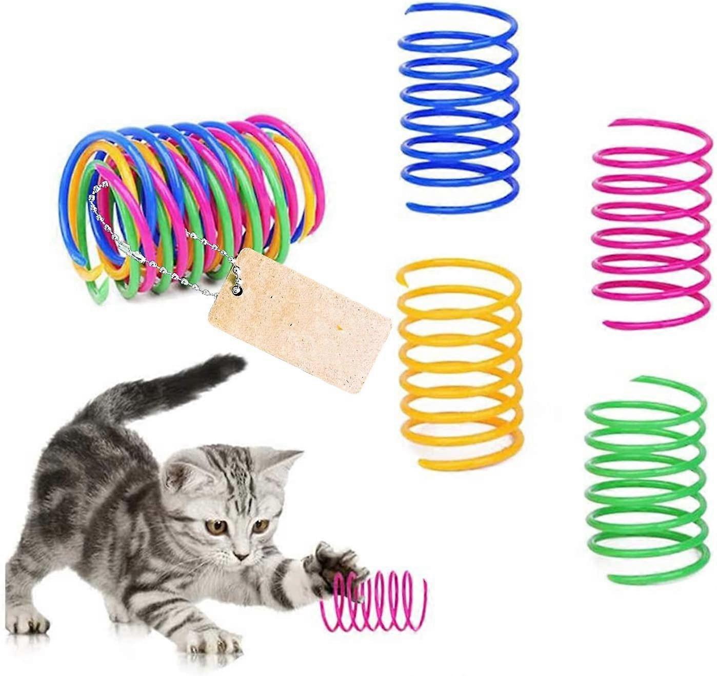 Bobasndm Cat Spiral Spring, 10 Pcs Interactive Cat Toy for Fun & Fitness, Durable Colorful Plastic Springs Compatible with Cat Play