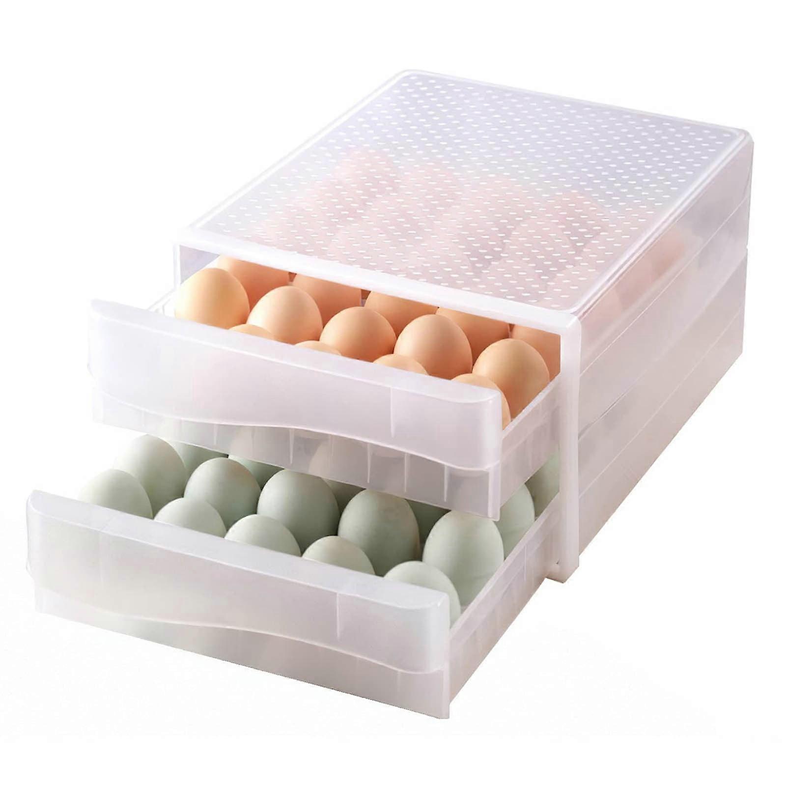 Egg Holder for Refrigerator, 30/60 Grid Storage Container, Stackable Egg Organizer for Kitchen, compatible with standard egg sizes