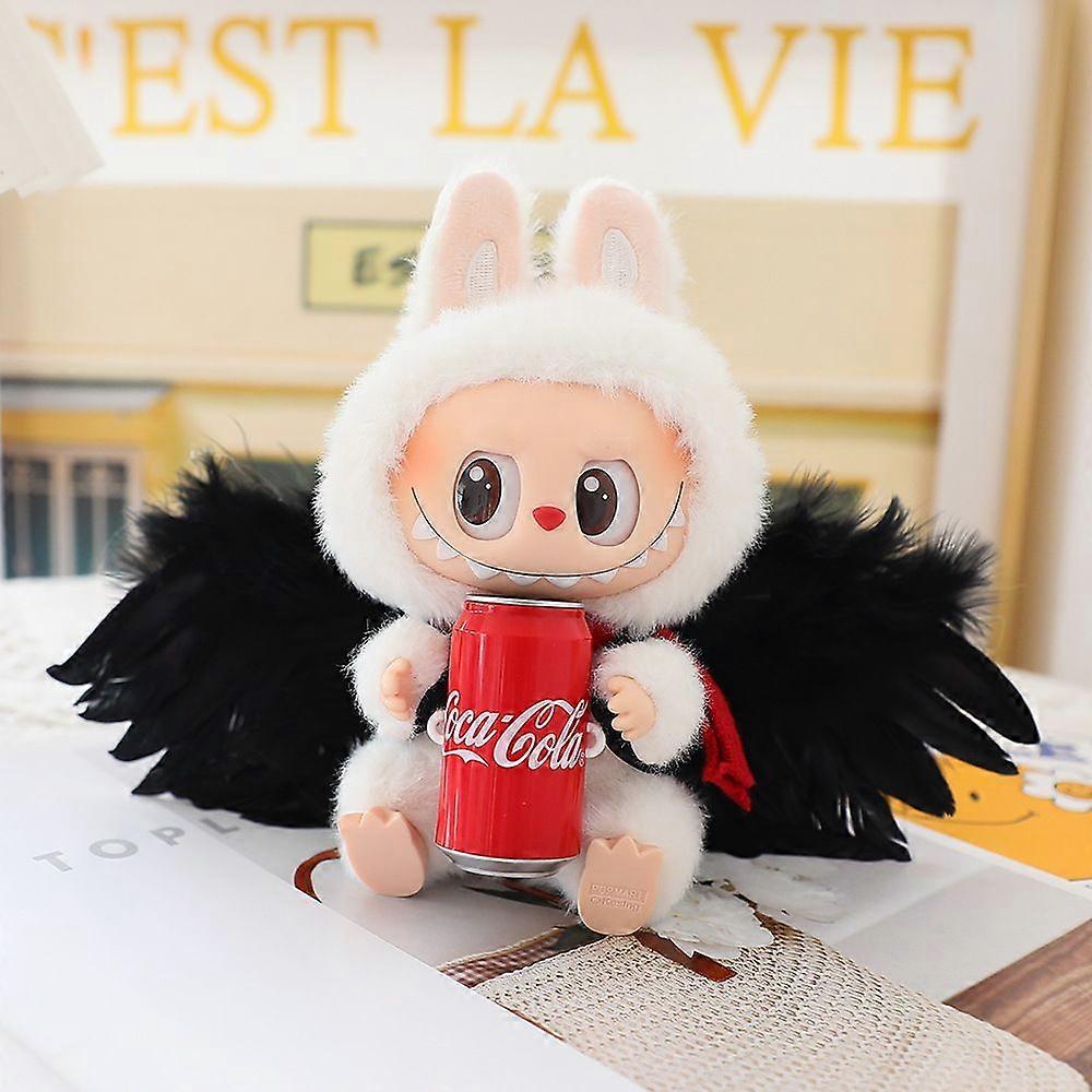 Apply Clothes Only  Cloth Coca-Cola Series Labubu First, Second And Third Generation Universal White And Black Angel Feather Wings
