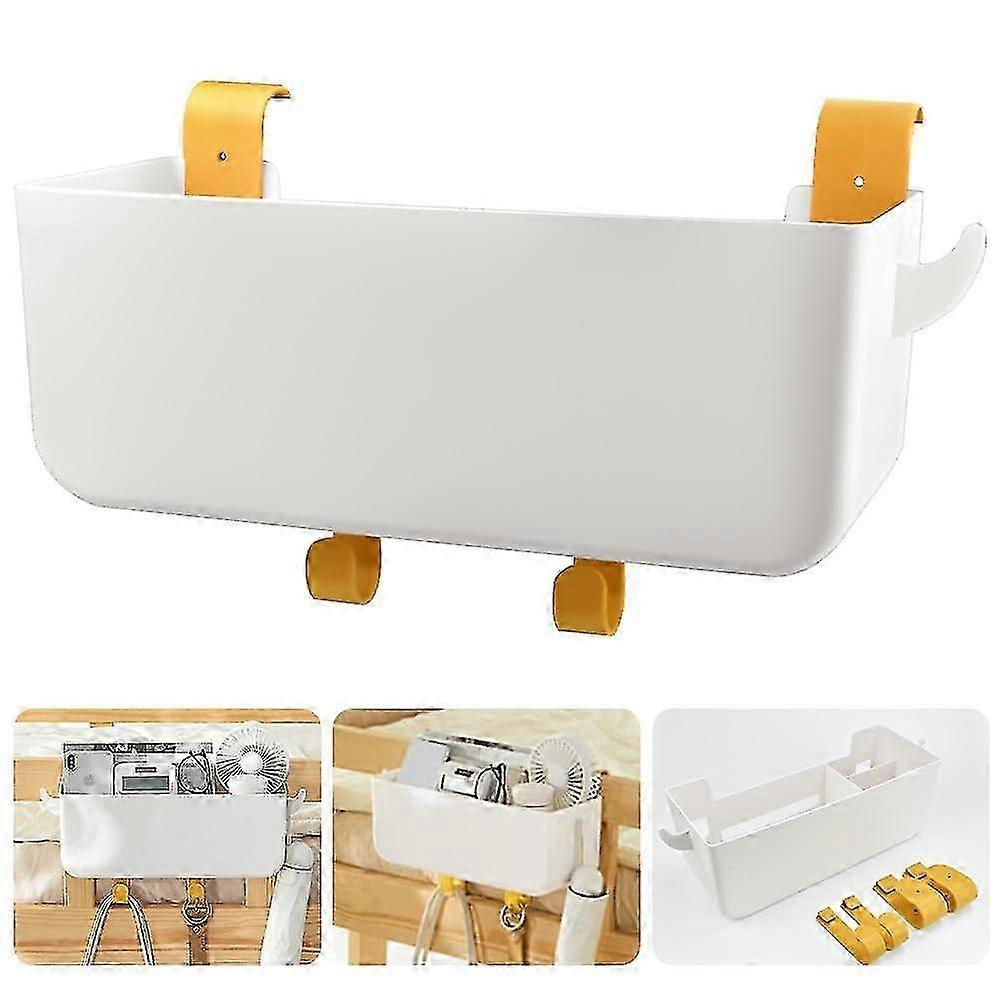 Hanging Bedside Storage Basket for Dorm Bunk Bed, Plastic Organizer Caddy with Detachable Hooks
