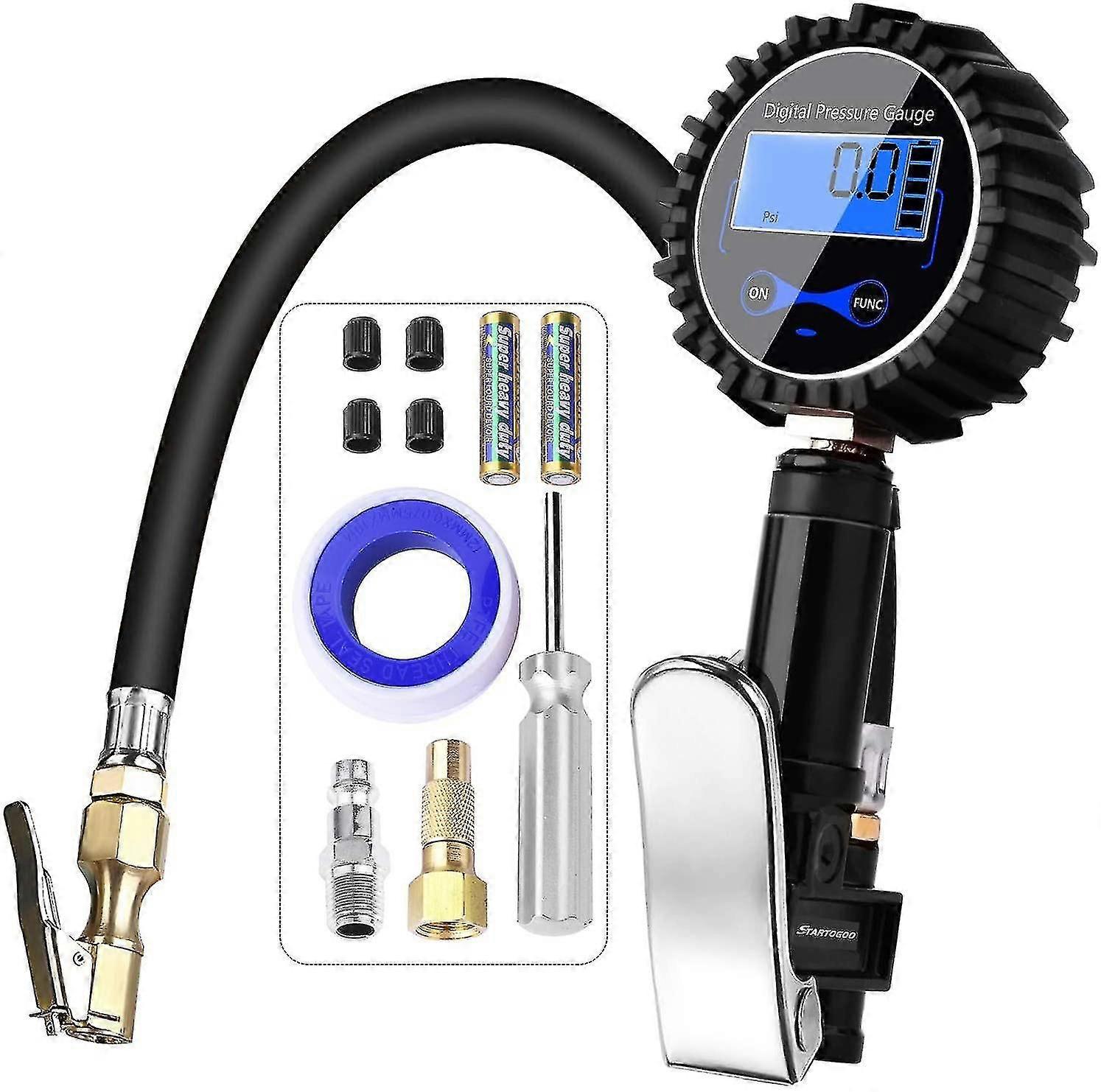 200psi Digital Tire Pressure Gauge Gauge Air Compressor Gun Tip With Lcd