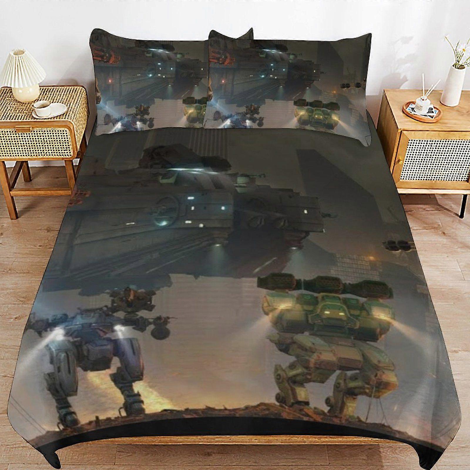 d199 War of the Robots Durable Stitch Pattern Rest Comfort Feel Breathable Zip Fabric Duvet Cover Sets Nightly b199