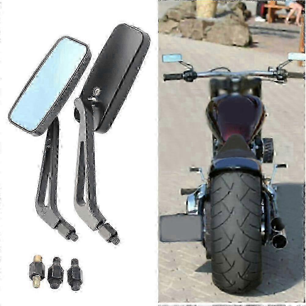 Rectangle Rearview Mirrors for Motorcycles - 8mm/10mm Fitment for Cruiser, Bobber, Chopper Styles Edition 1107