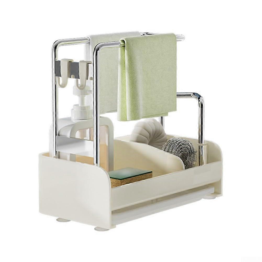 Efficient Sink Organizer with Removable Drain Tray for Tidy Kitchen Countertop - White, Compact Design, Durable Material