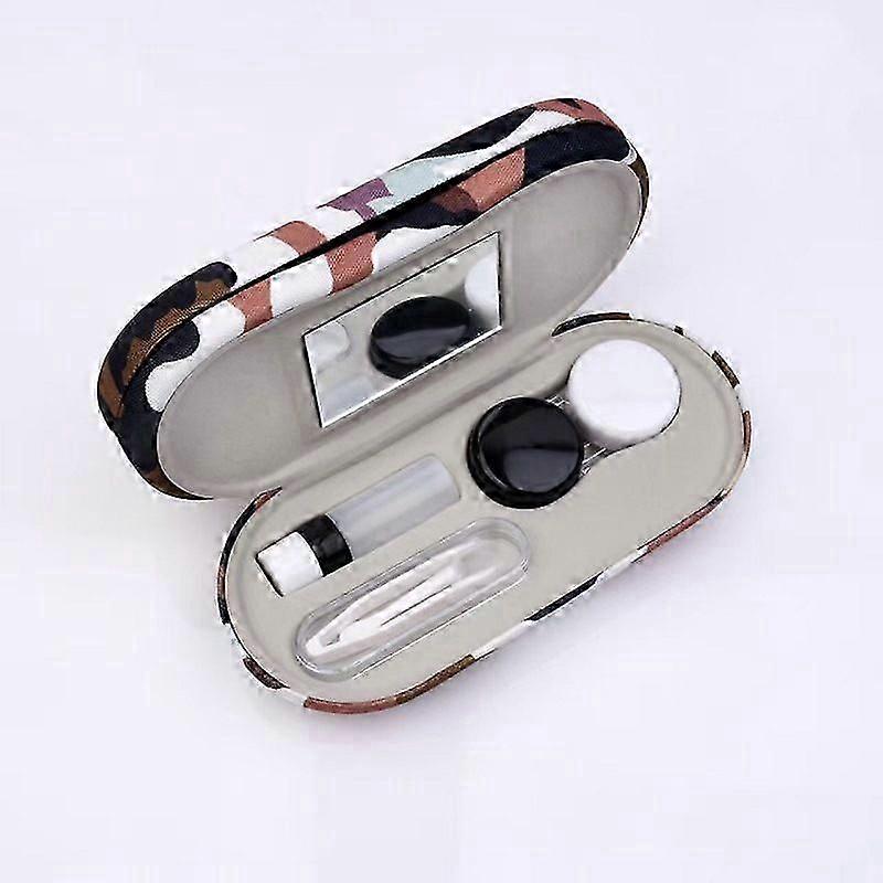 2-in-1 Contact Lens and Glasses Case with Mirror, Tweezer, and Solution Bottle for Portable Storage and Easy Travel