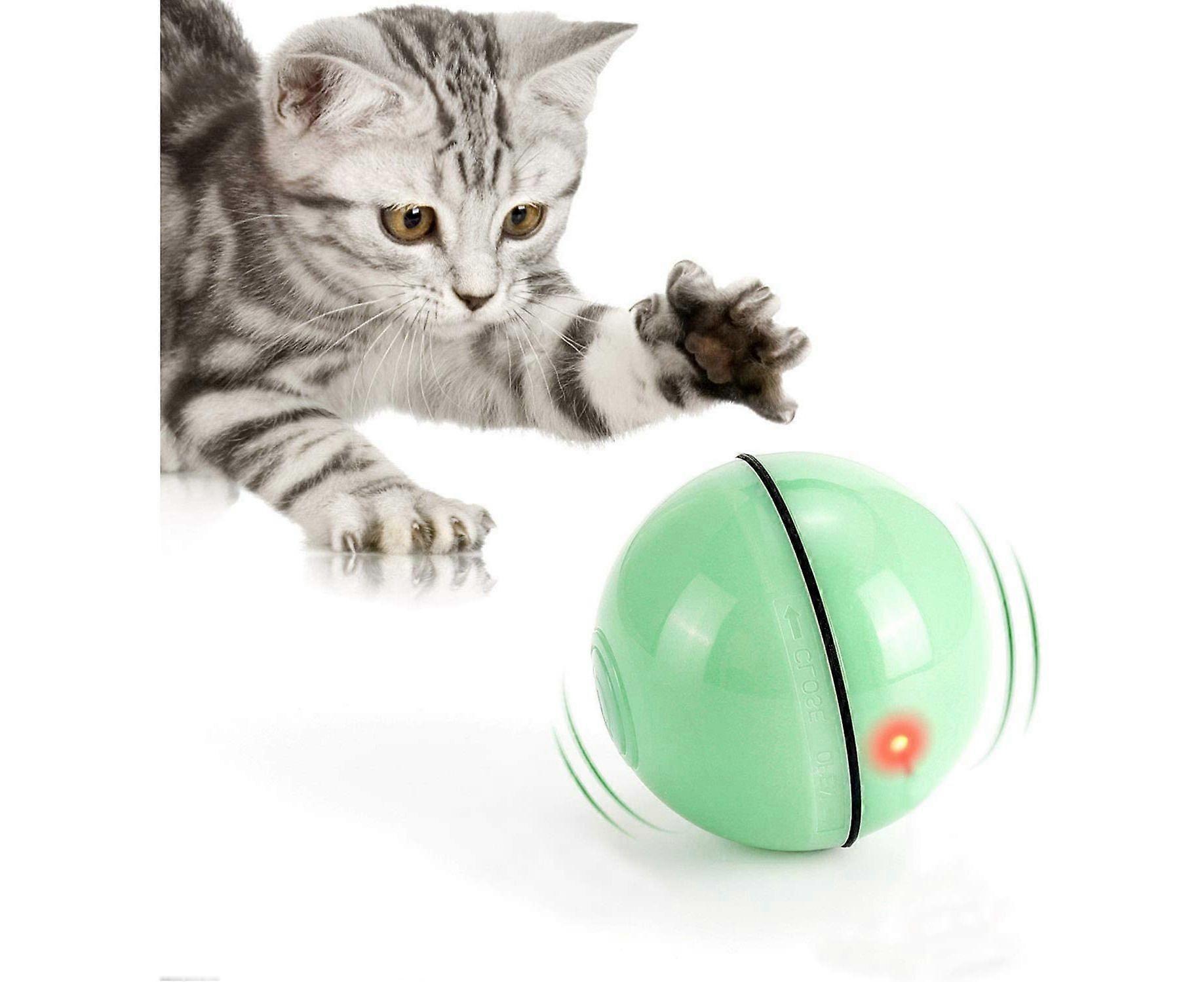 Interactive Cat Toys Ball with LED Light, 360 Degree Self Auto Rotating Intelligent Ball, Smart USB