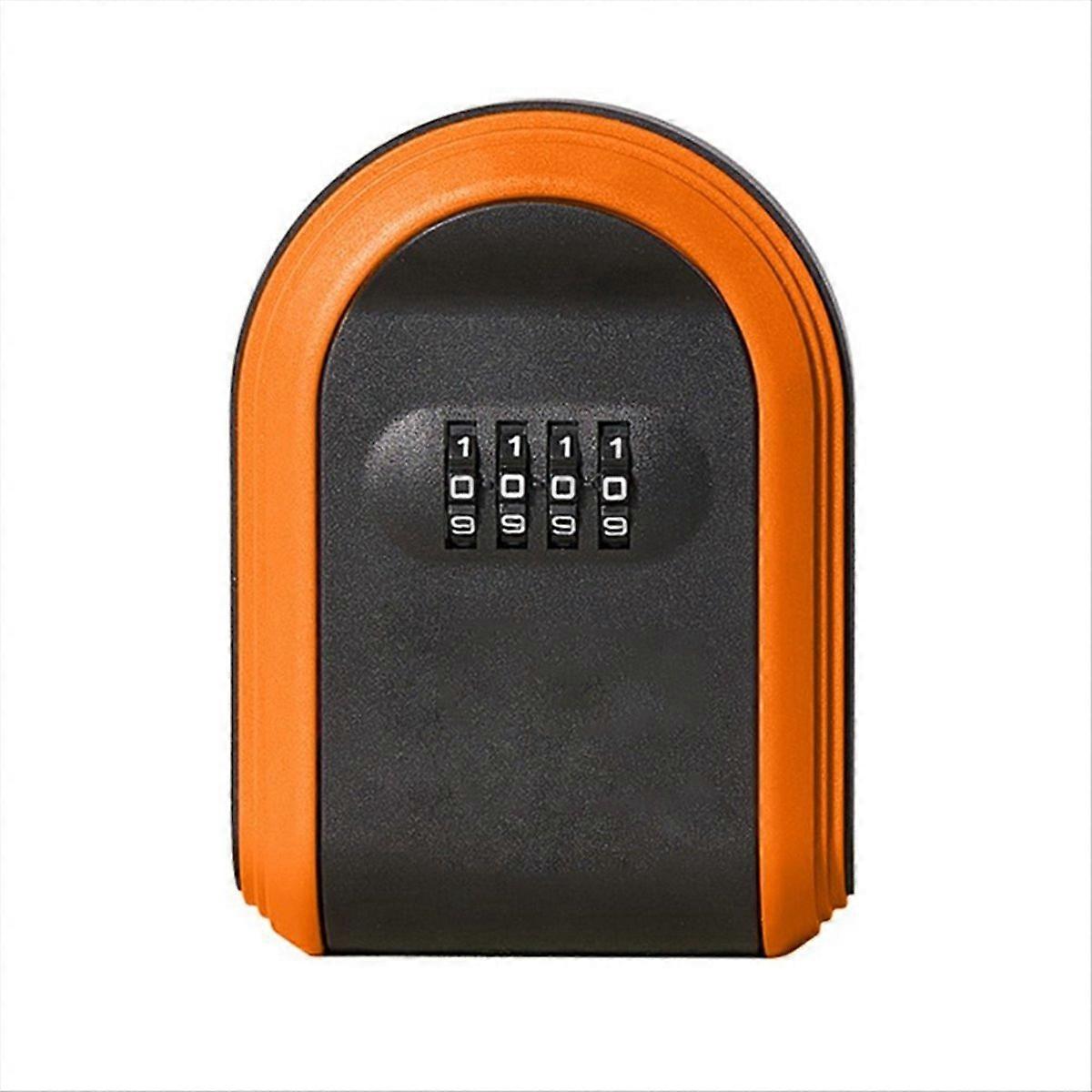 Key Safe Box Weatherproof 4 Digit Combination, Black & Orange