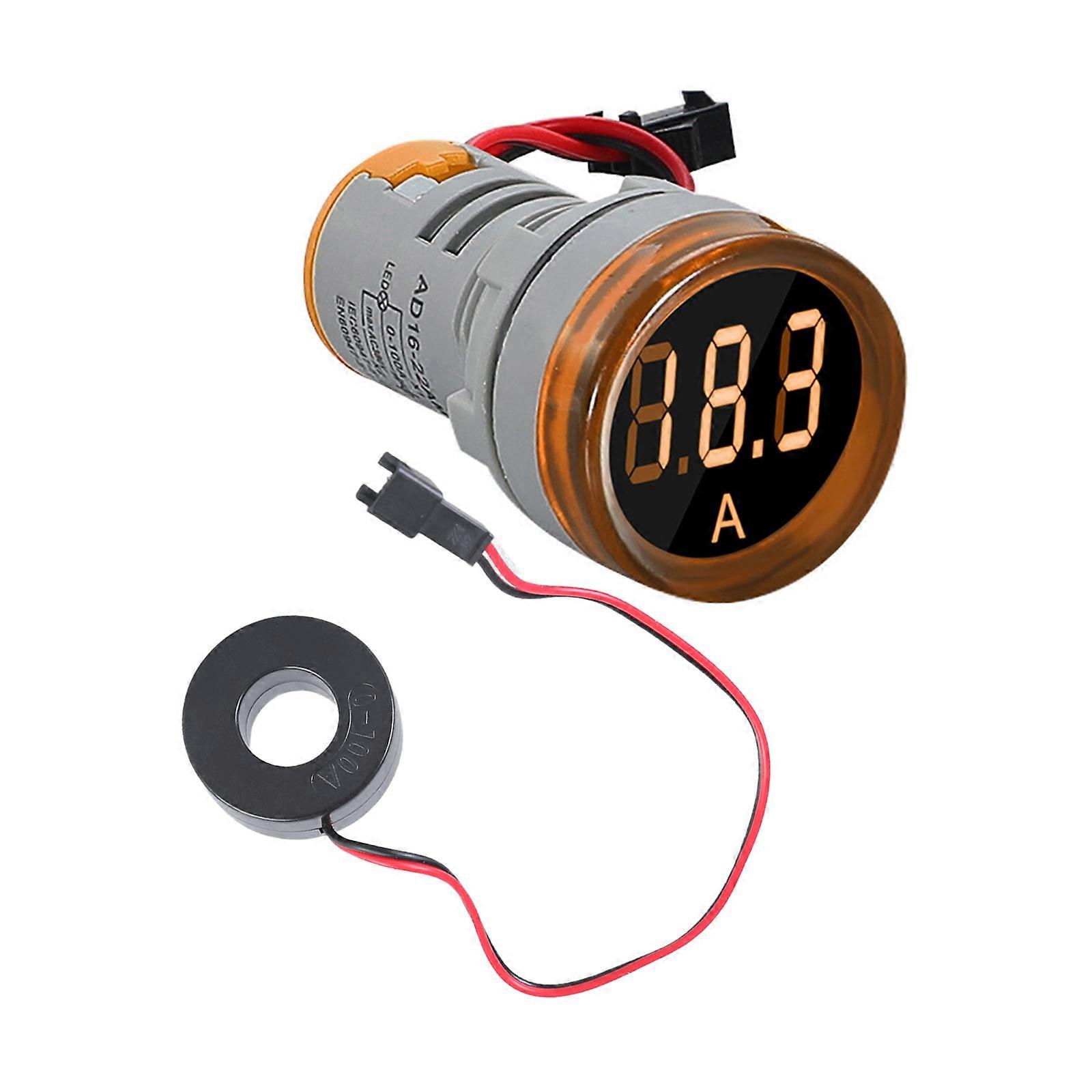 100A Current Meter 0-100A Current Monitors Digital Larger LED Screen Voltmeter Suitable for Signal Indicator Light Panel  Yellow
