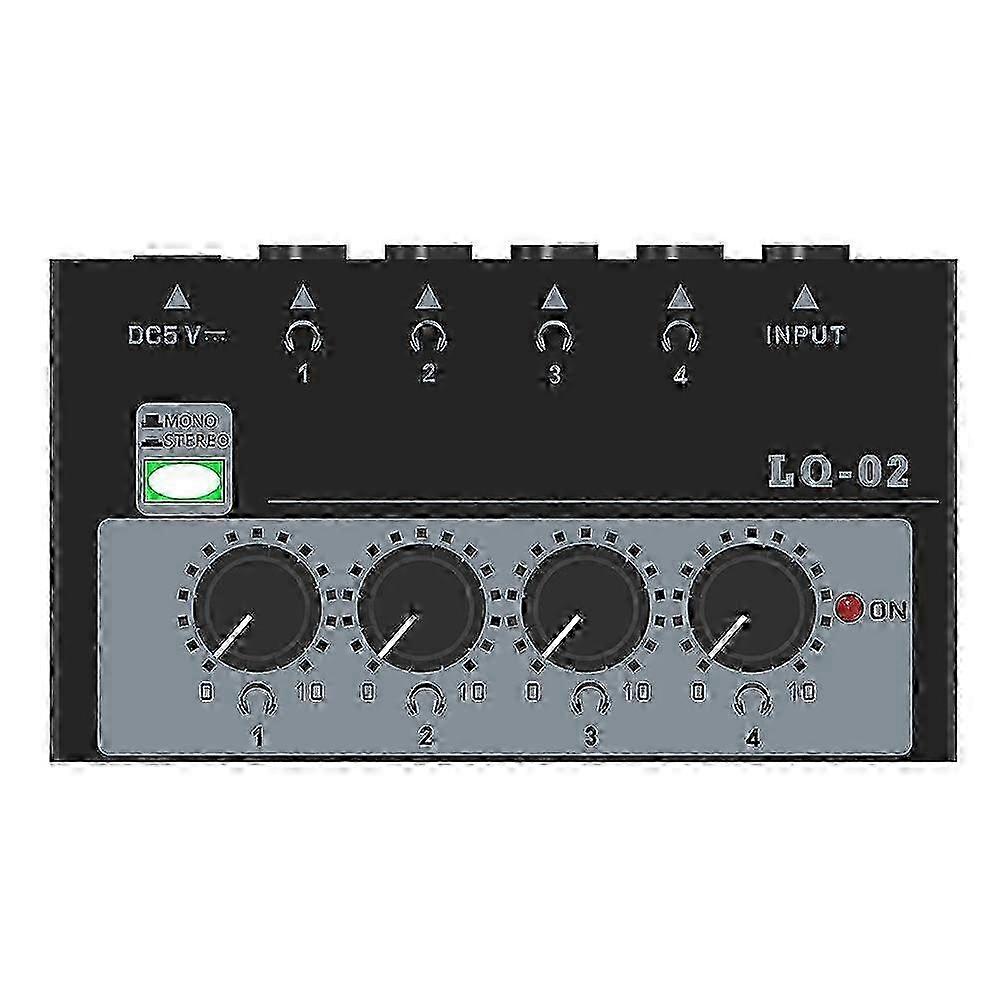 02 Mini Stereo Headphone Amplifier with Four Channels Stereo/MONO Control EU Plug