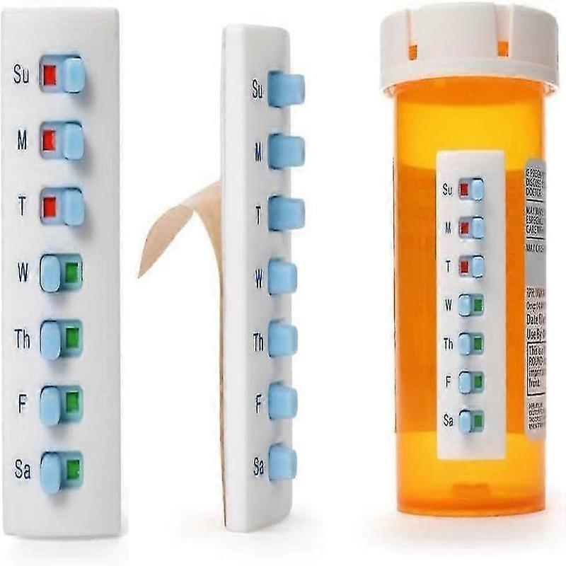 Pill Reminder,Contain 3M Stickers, Daily Pill Tracker Work with Most Pill Bottles, Reusable Medication Tracker Tracker& Reminder, CurvedBack