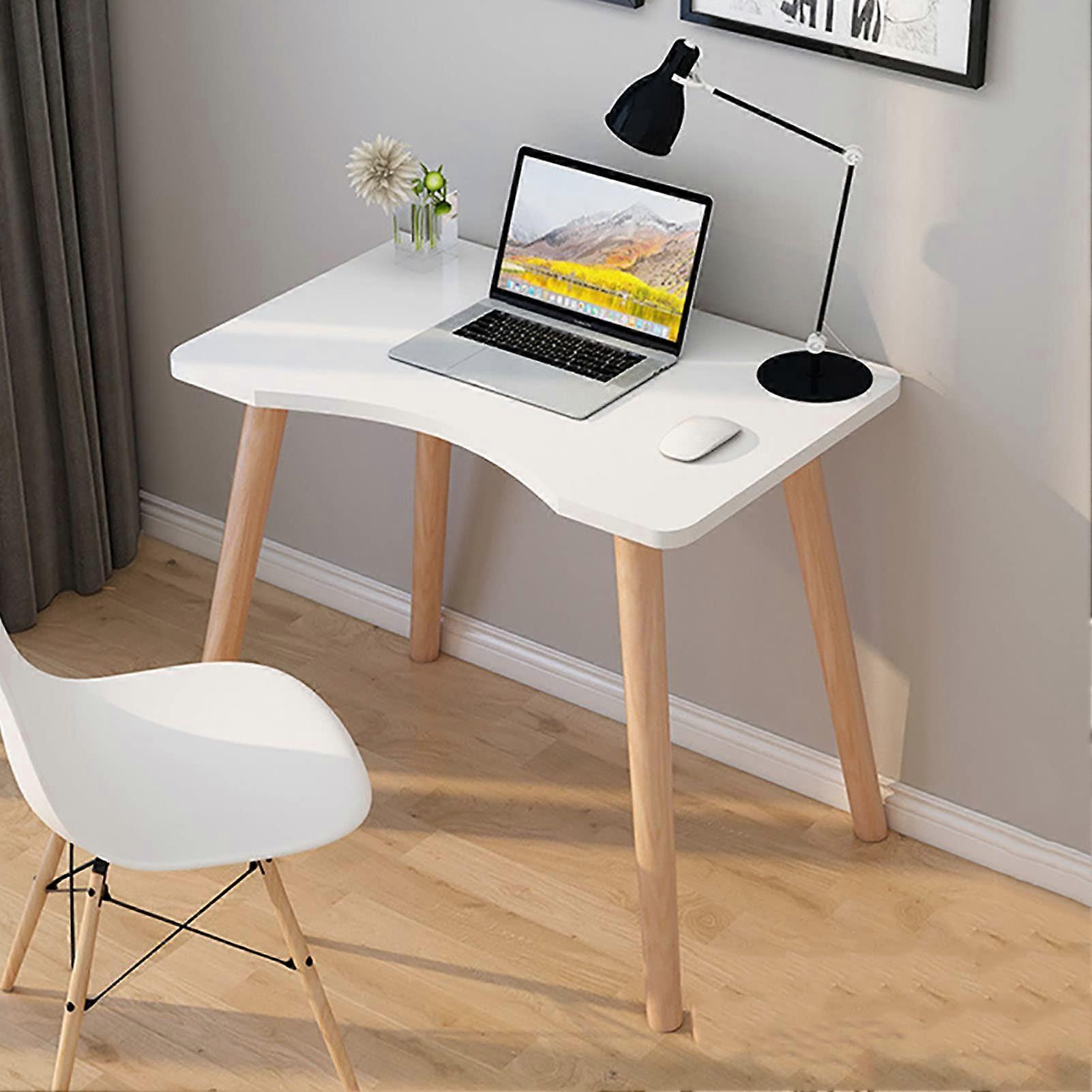 Gaming Desk Modern Simple Computer Desk For Small Space White 80x50x73cm With Wood Legs