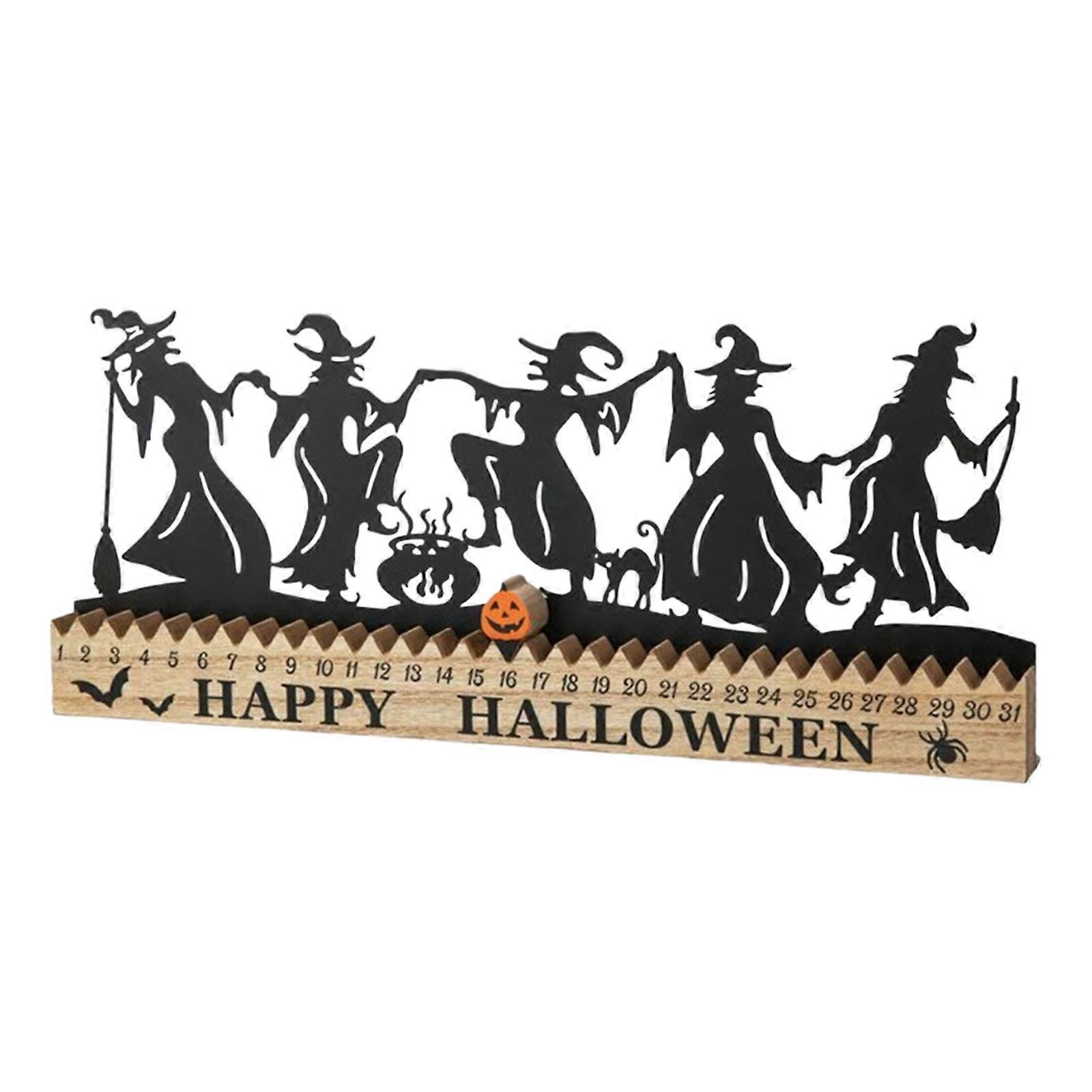 Dancing Witches Wall Signboard with Movable Number Pointers and Finish for Seasonal Home Decoration Multicolor