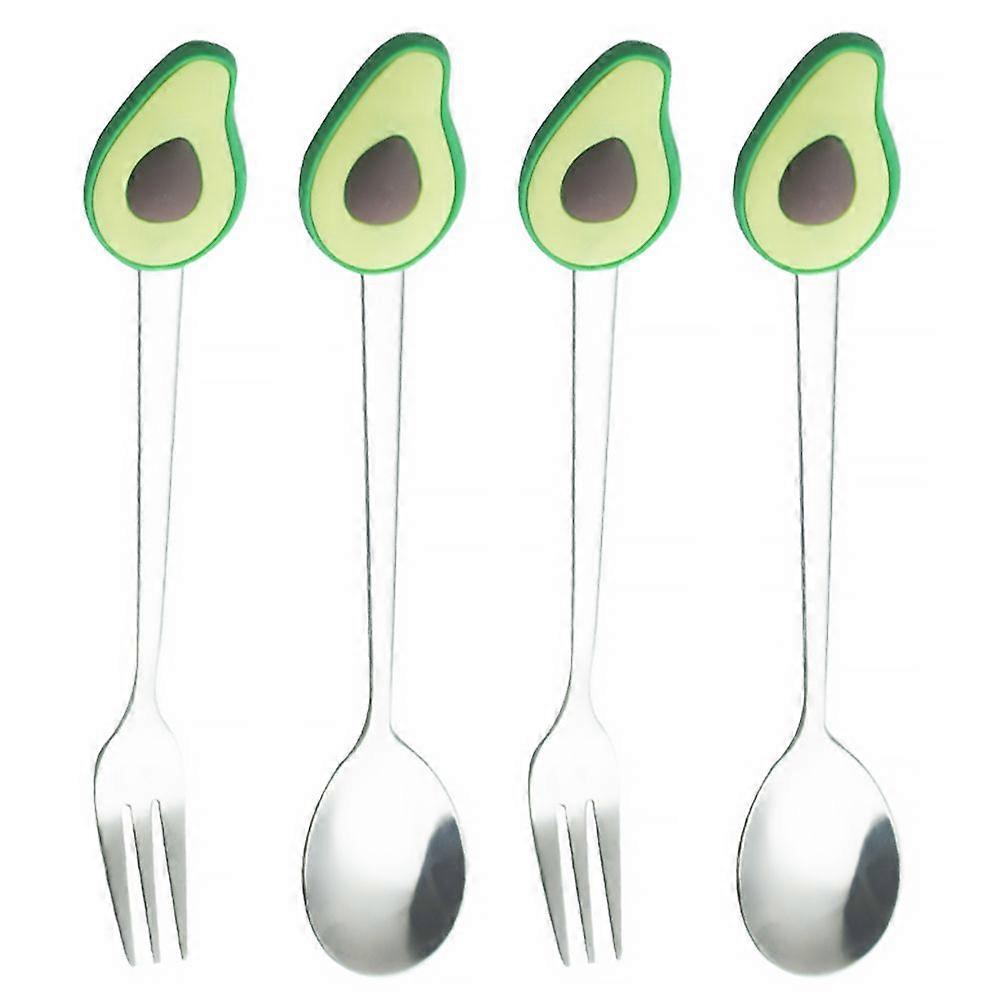 4PCS Creative Fruit Shaped Tableware Stainless Steel Fork Spoon Eating Tools