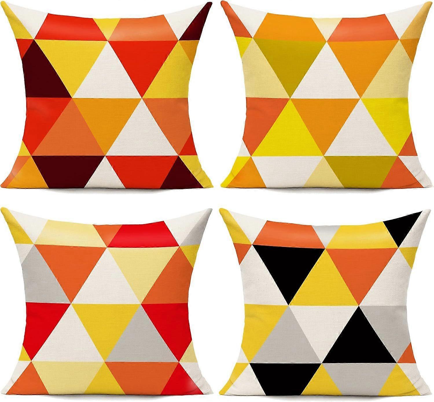 Pattern 3, 45*45cm, Simple Geometric Pattern Pillowcase, Refreshing Summer Linen Backrest Pillow/Cushion Cover for Cars, Offices, and Homes.
