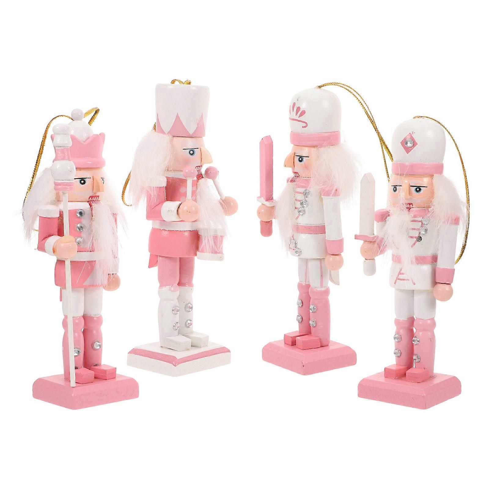 4pcs Christmas Nutcracker Adornments Xmas Hanging Pendants Nutcracker Desktop Decoration