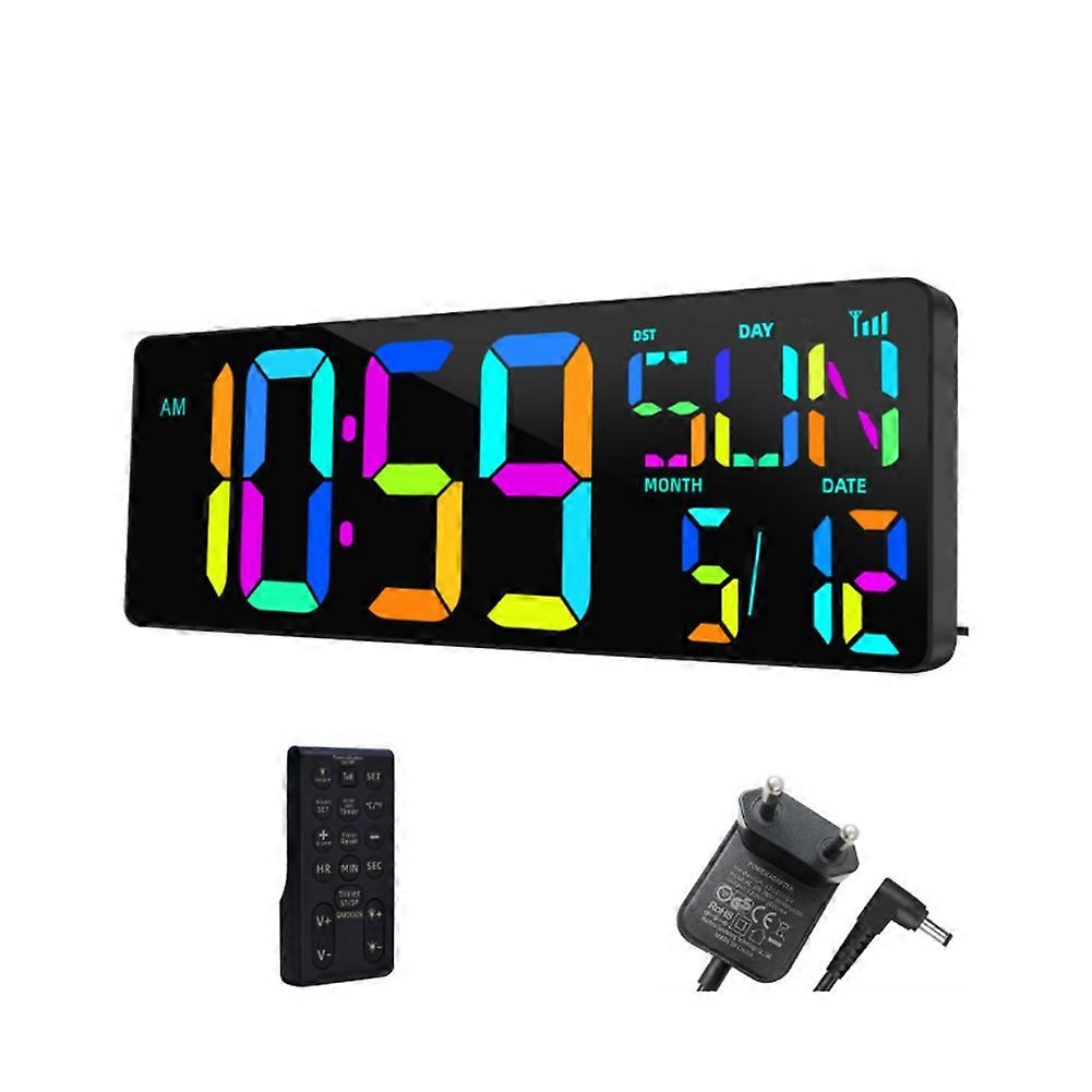 Large Digital Wall Clock 16.5 Inch Bluetooth Auto Time Sync Led Digital Clock Display Calendar Clock EU Plug