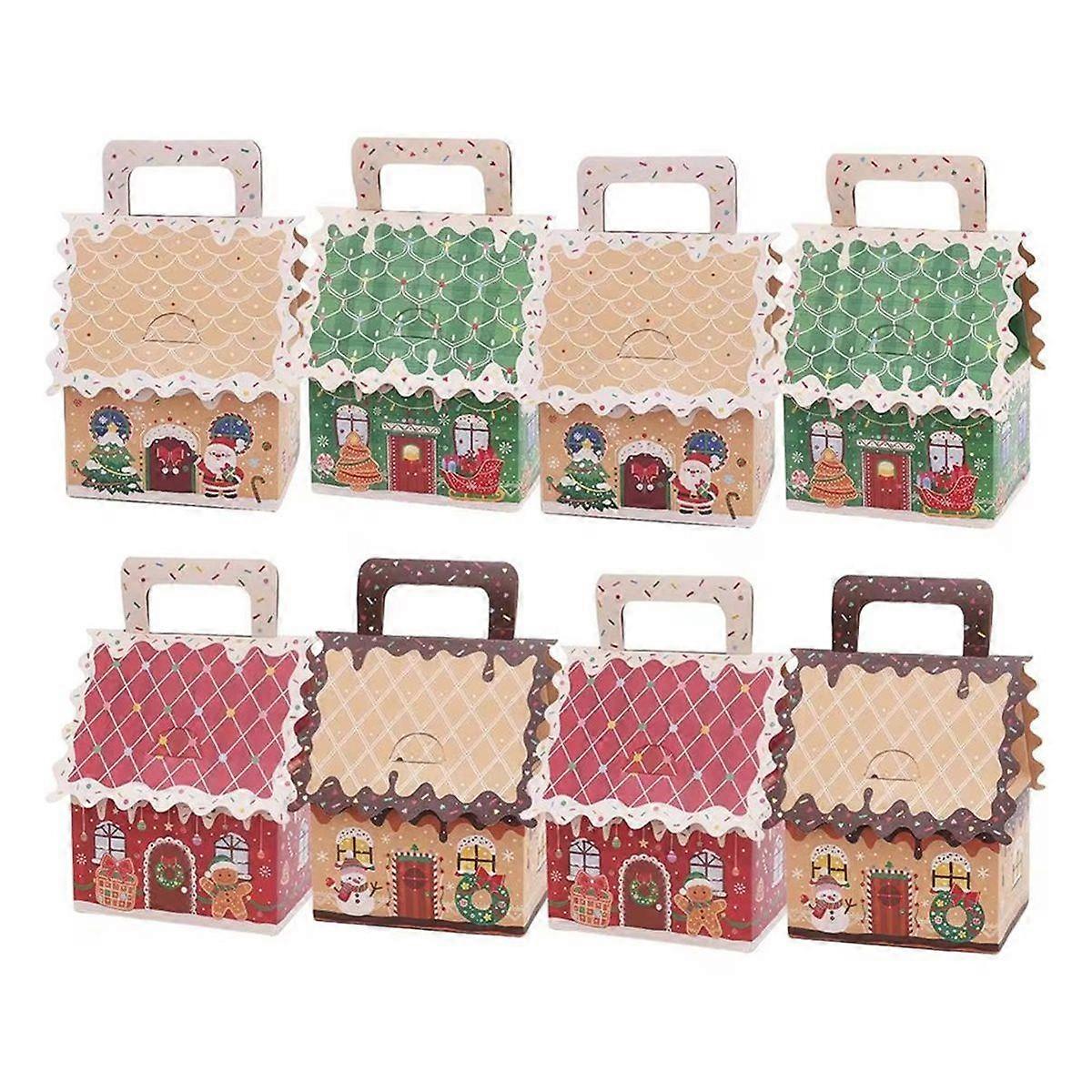 Christmas Cookie Boxes 16 Pieces Seasonal Treat Box with Handle Christmas Wrapping Containers for P