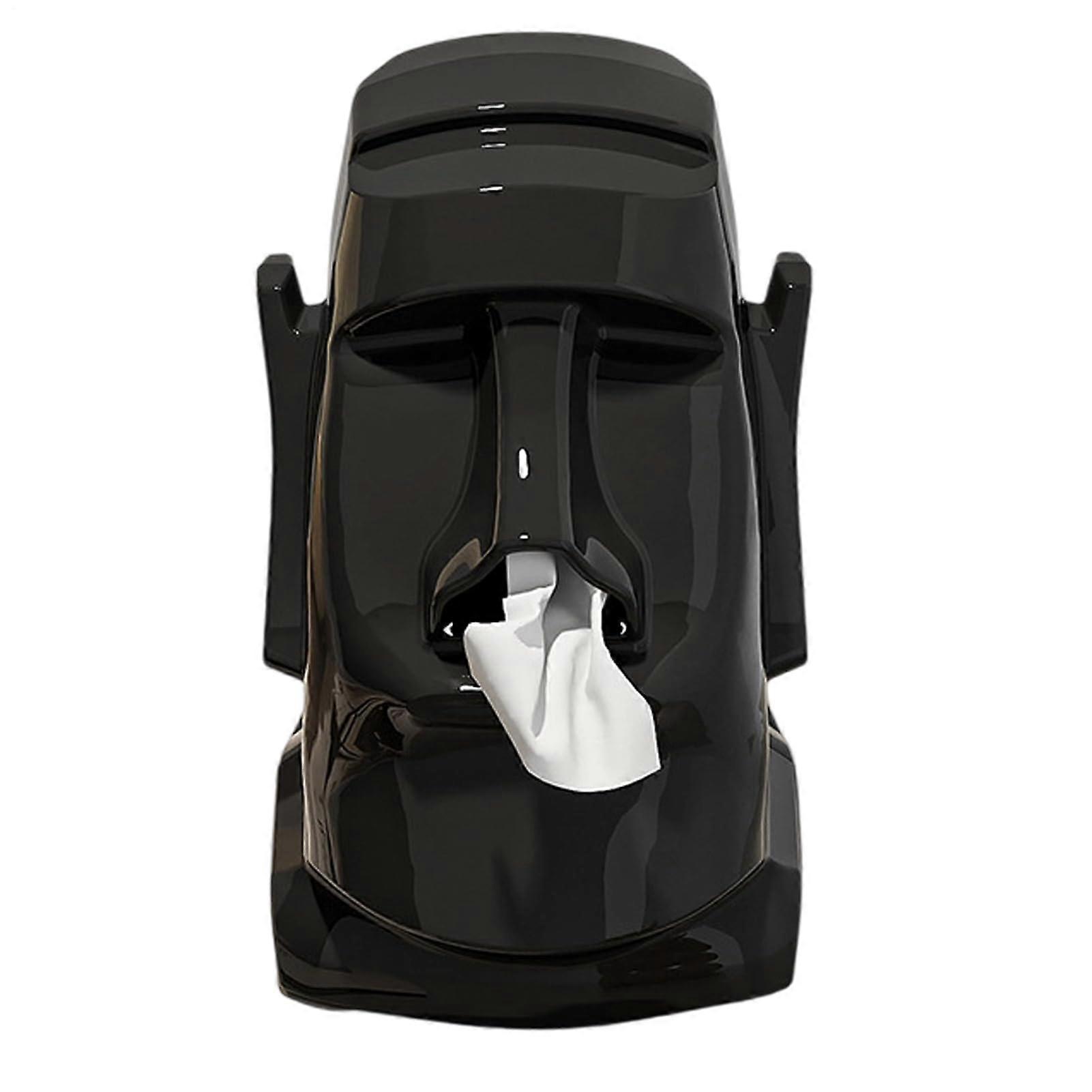 Easter Island Statue Tissue Box Holder with Eyeglass & Headphone Stand for Office or Home Desk