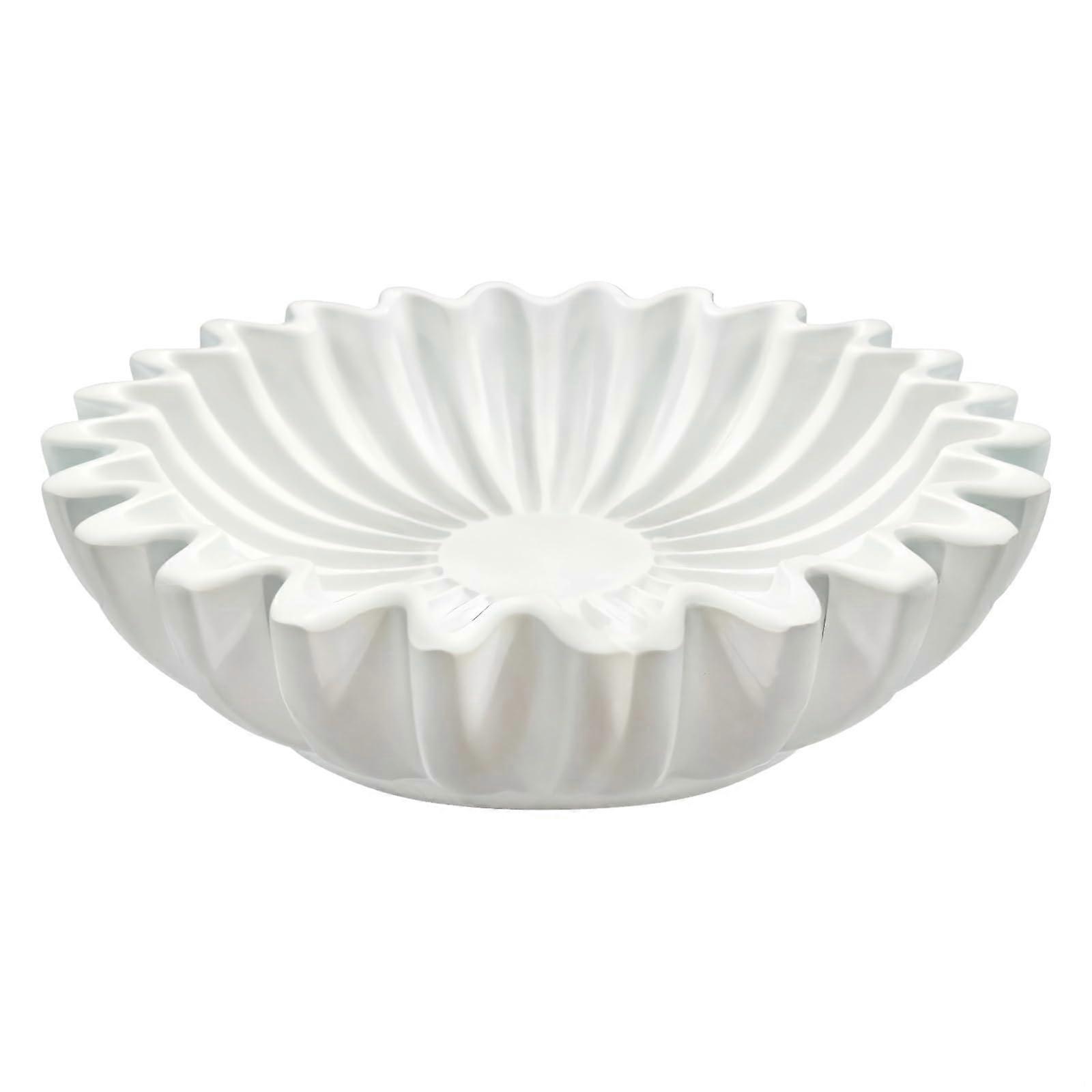 Resin Decorative Bowl with White Ruffle Edge, Modern Minimalist Leaf Design for Table or Living Room