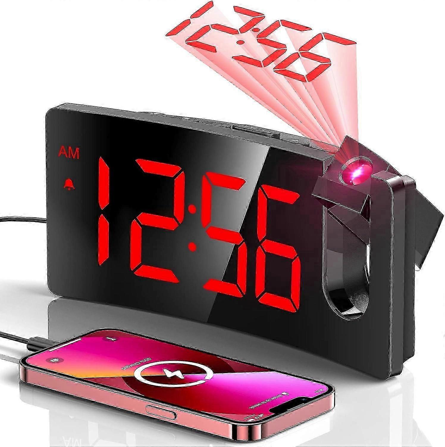 Projection Alarm Clock, Digital Clock with 180 Rotatable Projector, 3-Level Brightness Dimmer,-Yvan Edition 1128