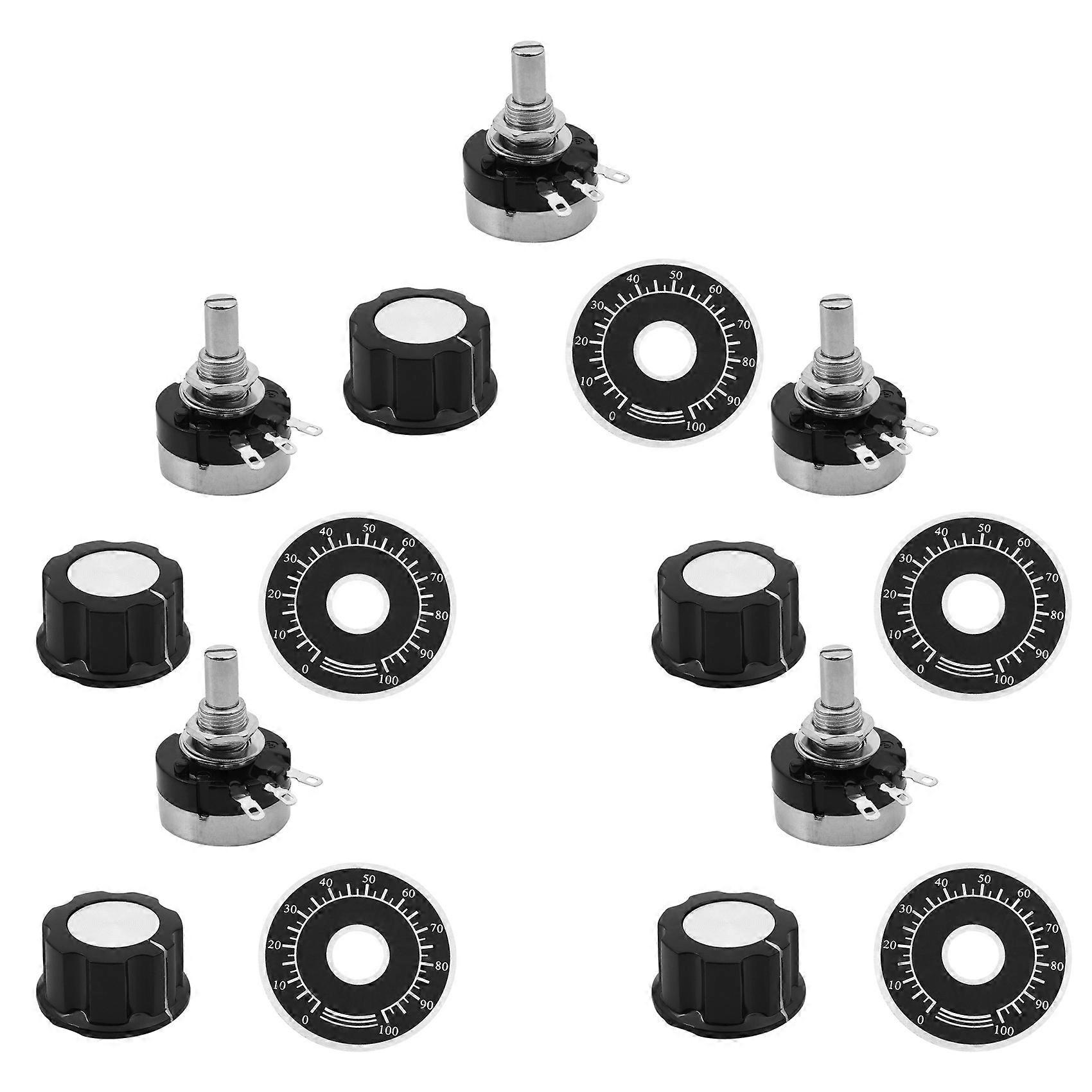 5X Rotary Carbon Potentiometer with Diameter with Knob, RV24YN 20S B103 10K Ohm