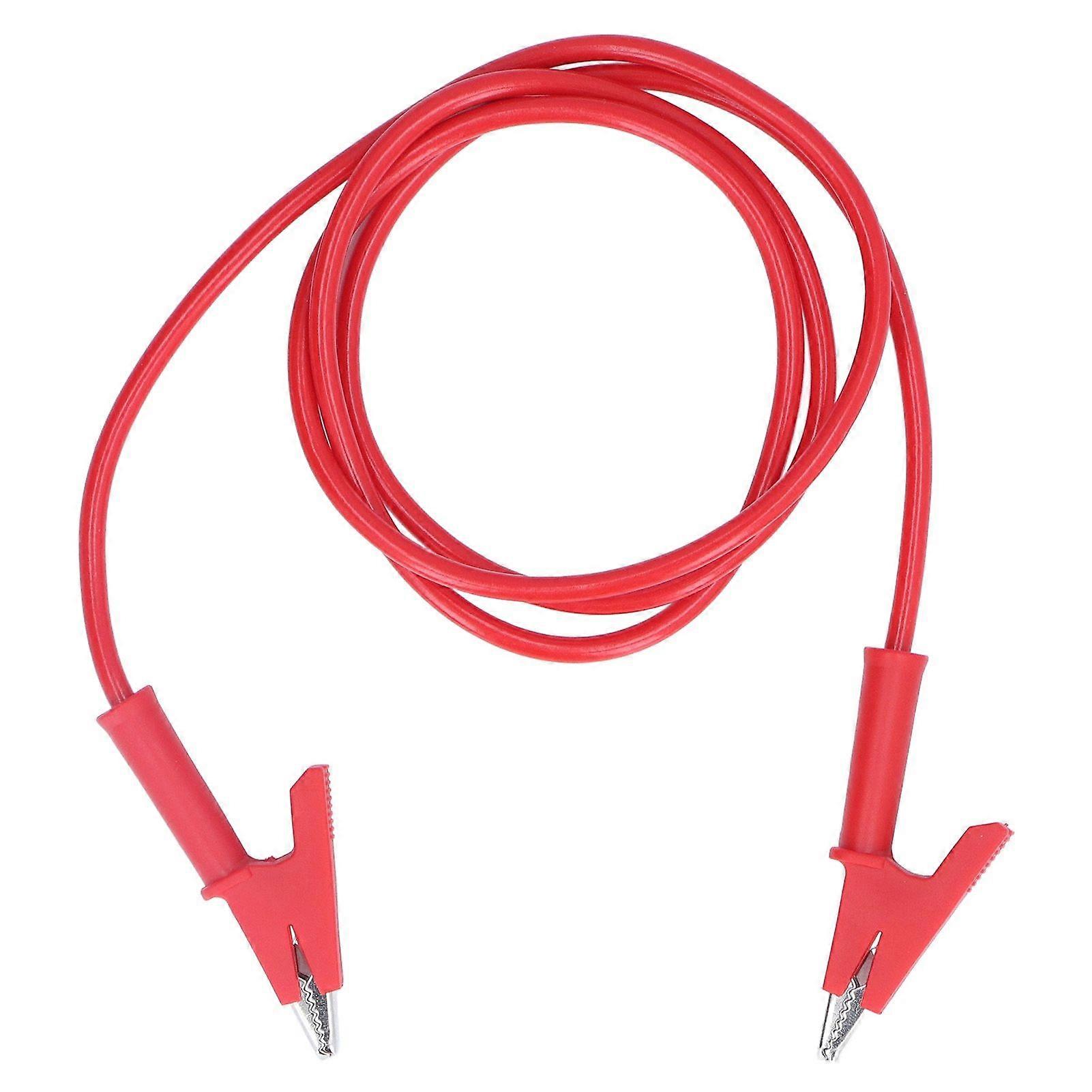 Test lead with double-ended alligator clips and 10mm opening for battery-powered vehicles, red