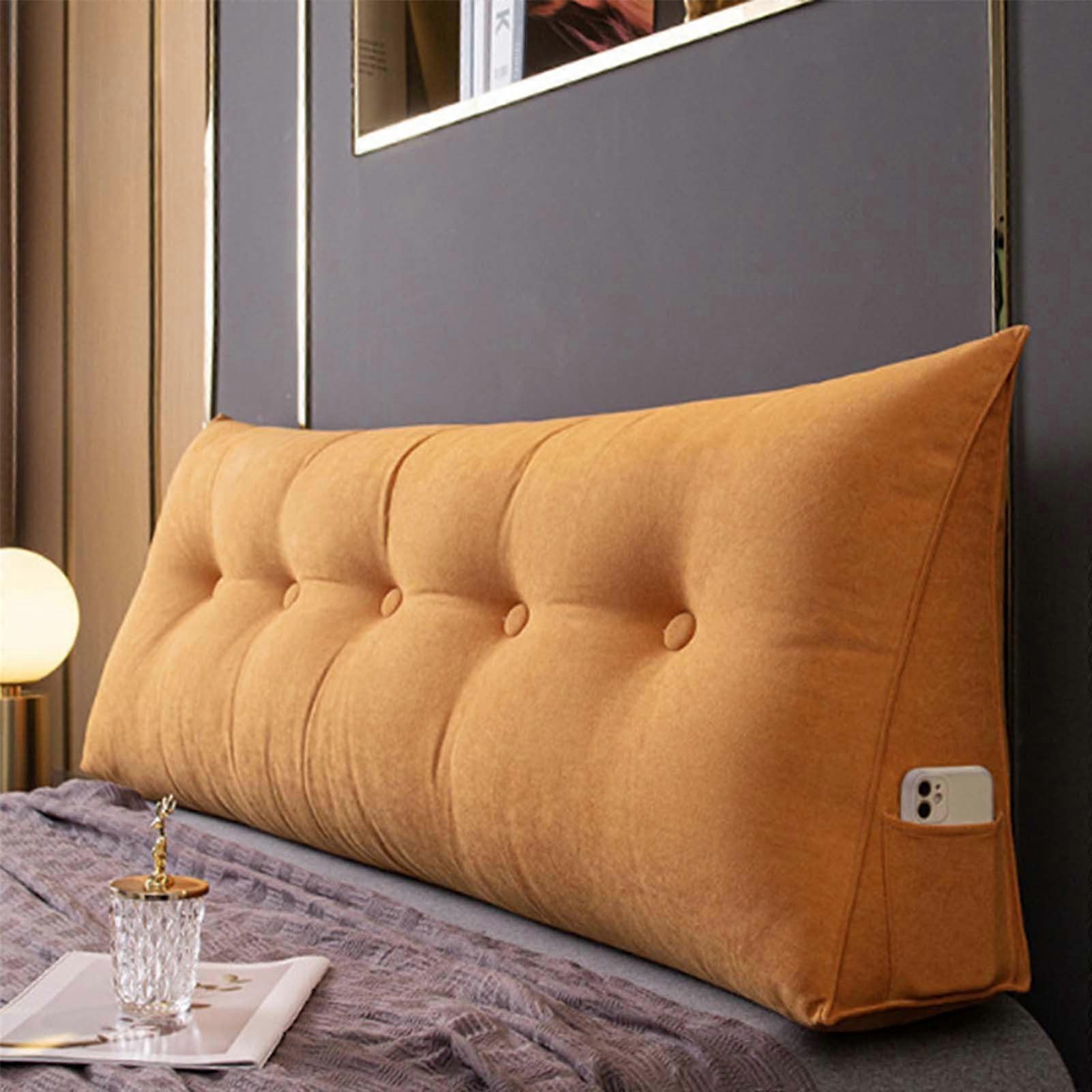 Triangle Reading Pillow for Bed with Ergonomic Back Support, 120cm Headboard Cushion for Adults