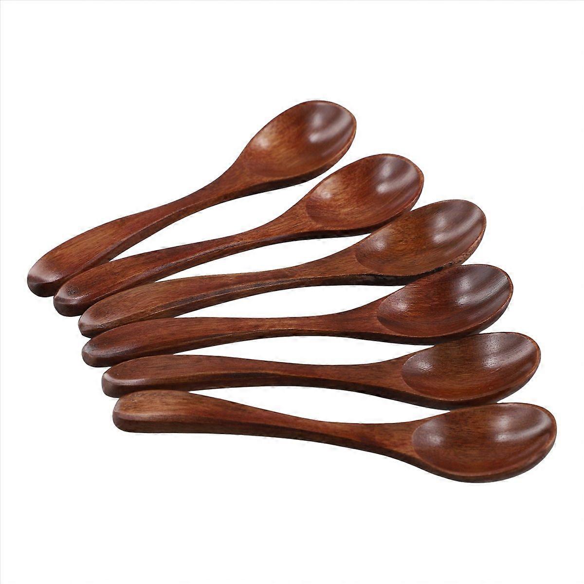 Small Wooden Spoons,6 PCS 5.3 for Eating,Condiments Mixing
