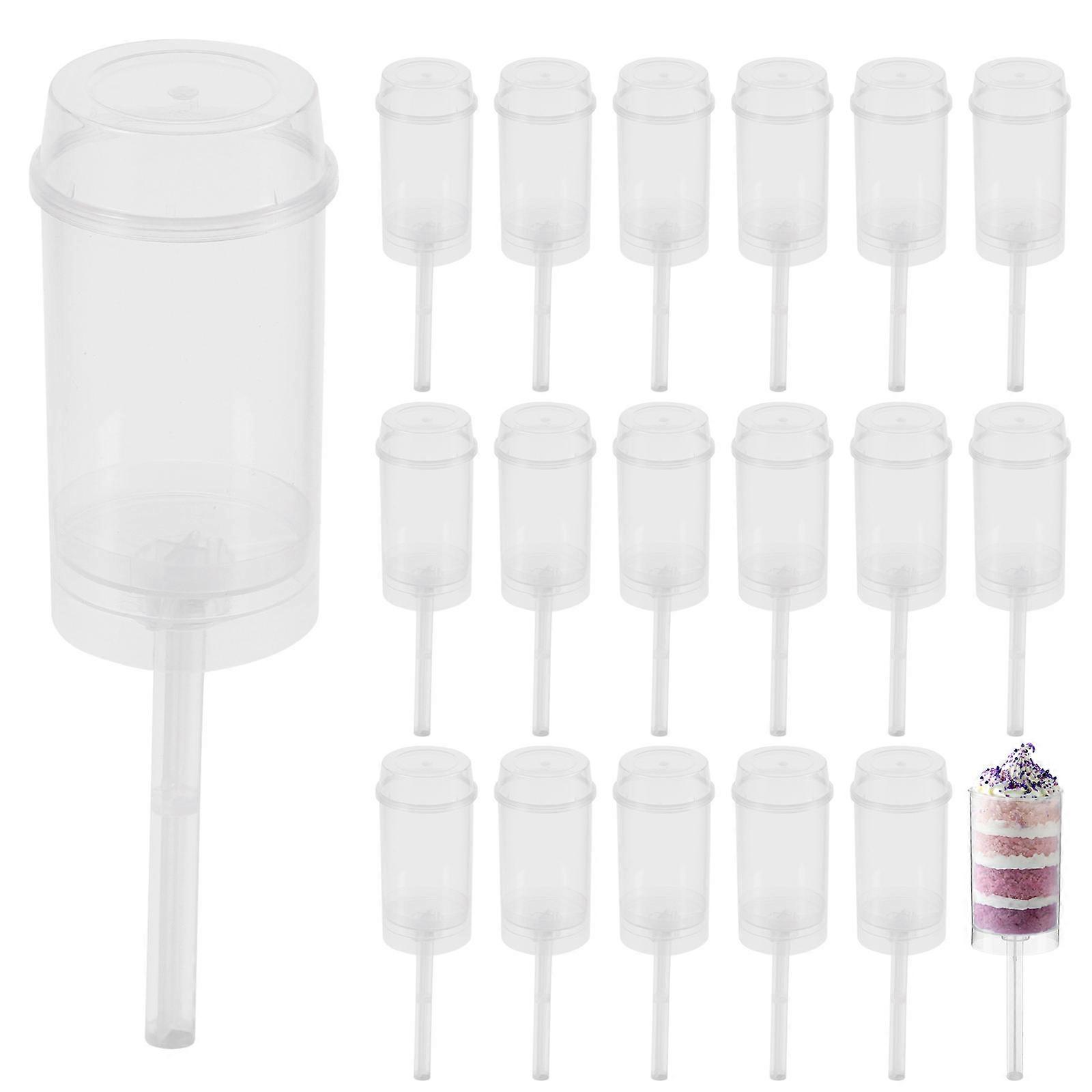 30pcs Round Push-Up Cake Shooter Plastic Clear Cake Holder Push Pops Cake Container with Lid