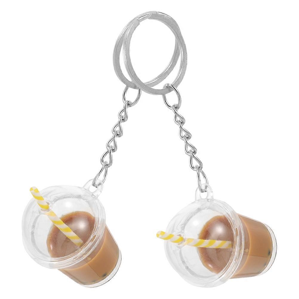 Backpack Keychain Milk Tea Cup Keychain for Keys 2Pcs Durable Charm