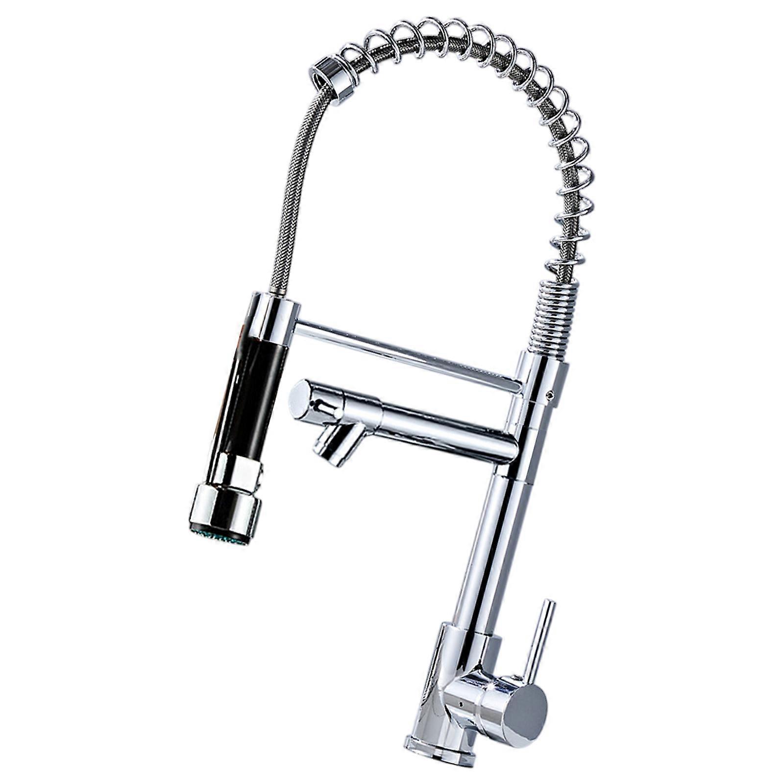 Pull Out Kitchen Mixer Faucet Swivel Spout Double Function Hot and Cold Function Kitchen Spring Faucet 360° Rotation Multicolor