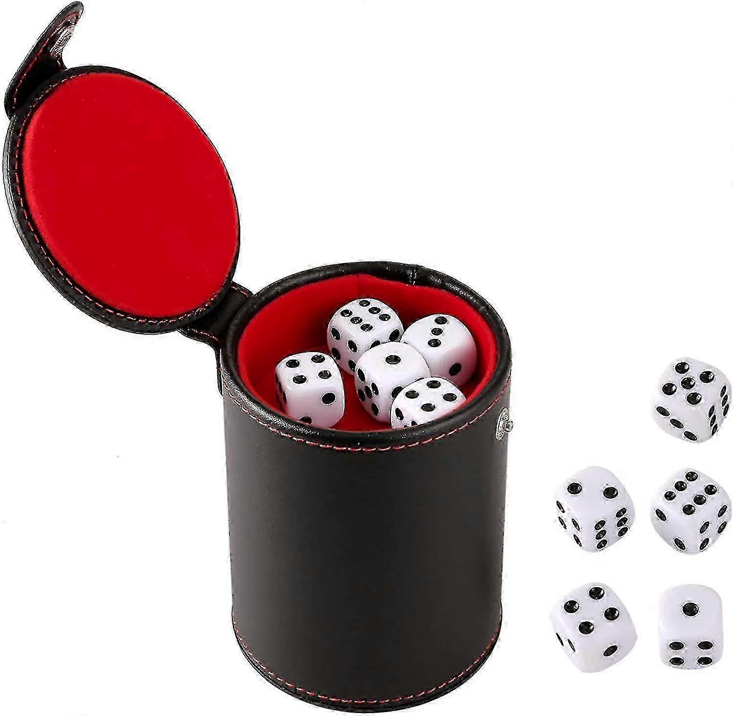 Dice Cup Set With 10 Dices Leatherette Professional Dice Cup With Lid For Playing Games, Yahtzee, Casino, Farkle