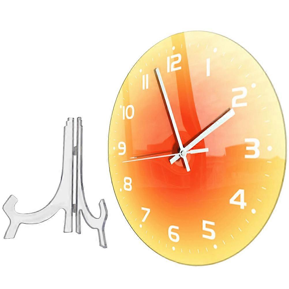 Orange Acrylic Round Wall Clock for Home Use Decorative Desktop Clock
