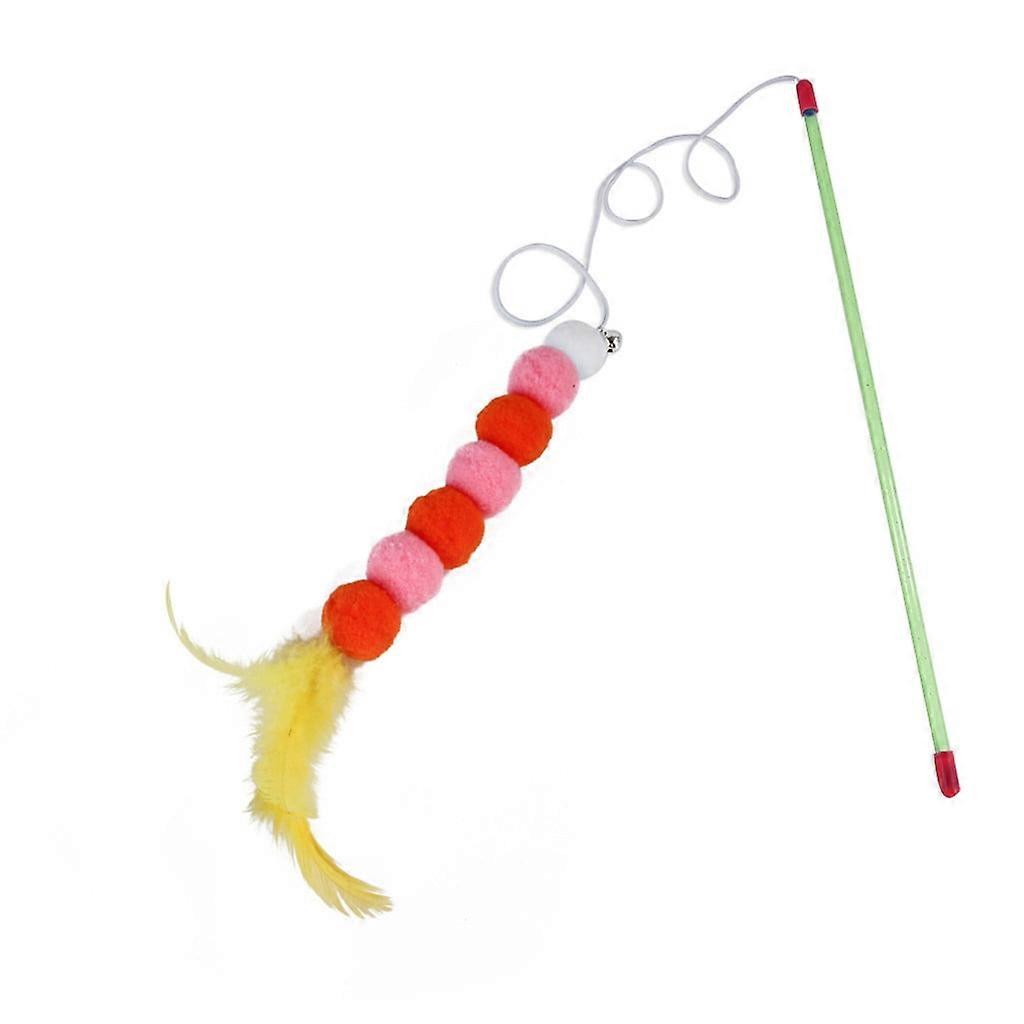 Midsumdr Interactive Cat Rainbow Wand Toys, Interactive Cat Teaser Wand String With Soft Weather and 6 balls, Colorful Ribbon Charmer for Kittens
