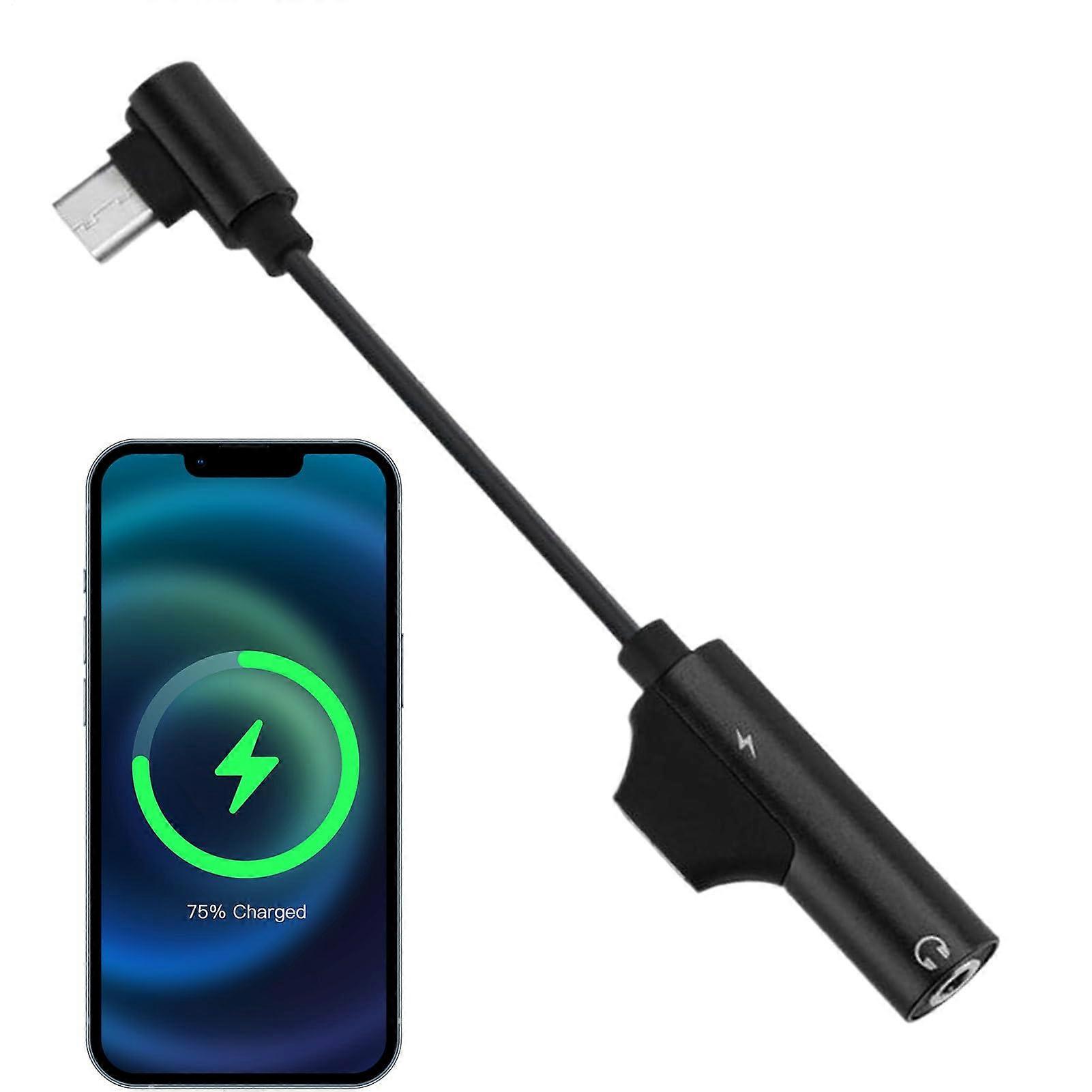 TypeC Earphone Dongle USBC Splitter Music Adapter Audio Jack Converter NoiseIsolating Accessory Black