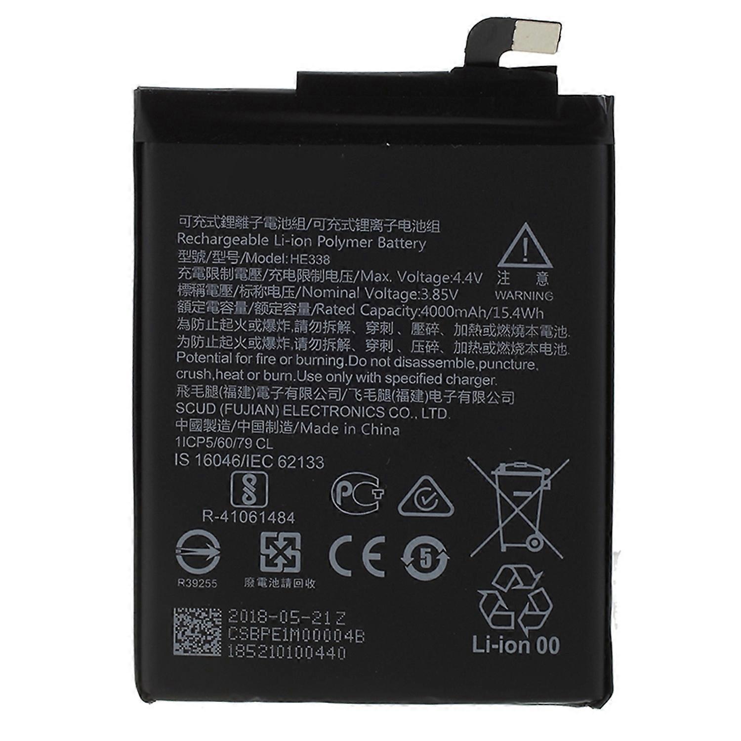 For Nokia 2 3.85V 4000 mAh Rechargeable Li-ion Battery Replacement Part (Encode: HE338) (without Log