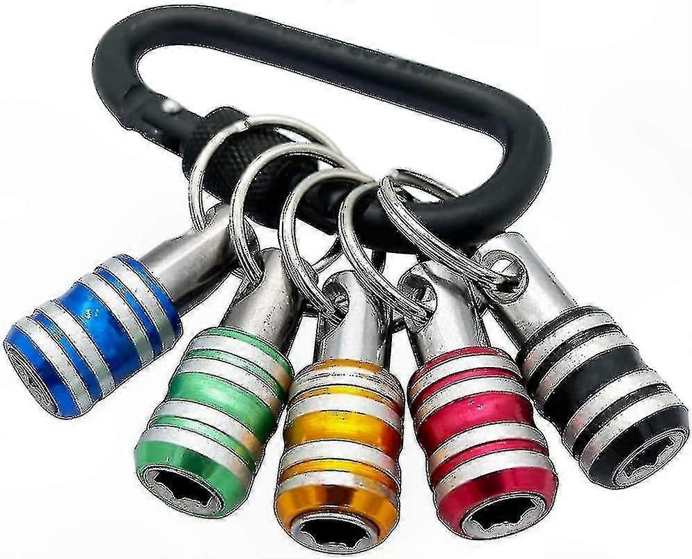5-Piece 1/4" Hex Key Chain Bit Holder Set with Quick Change Adapter Extension Rod Screwdriver Tool Accessory