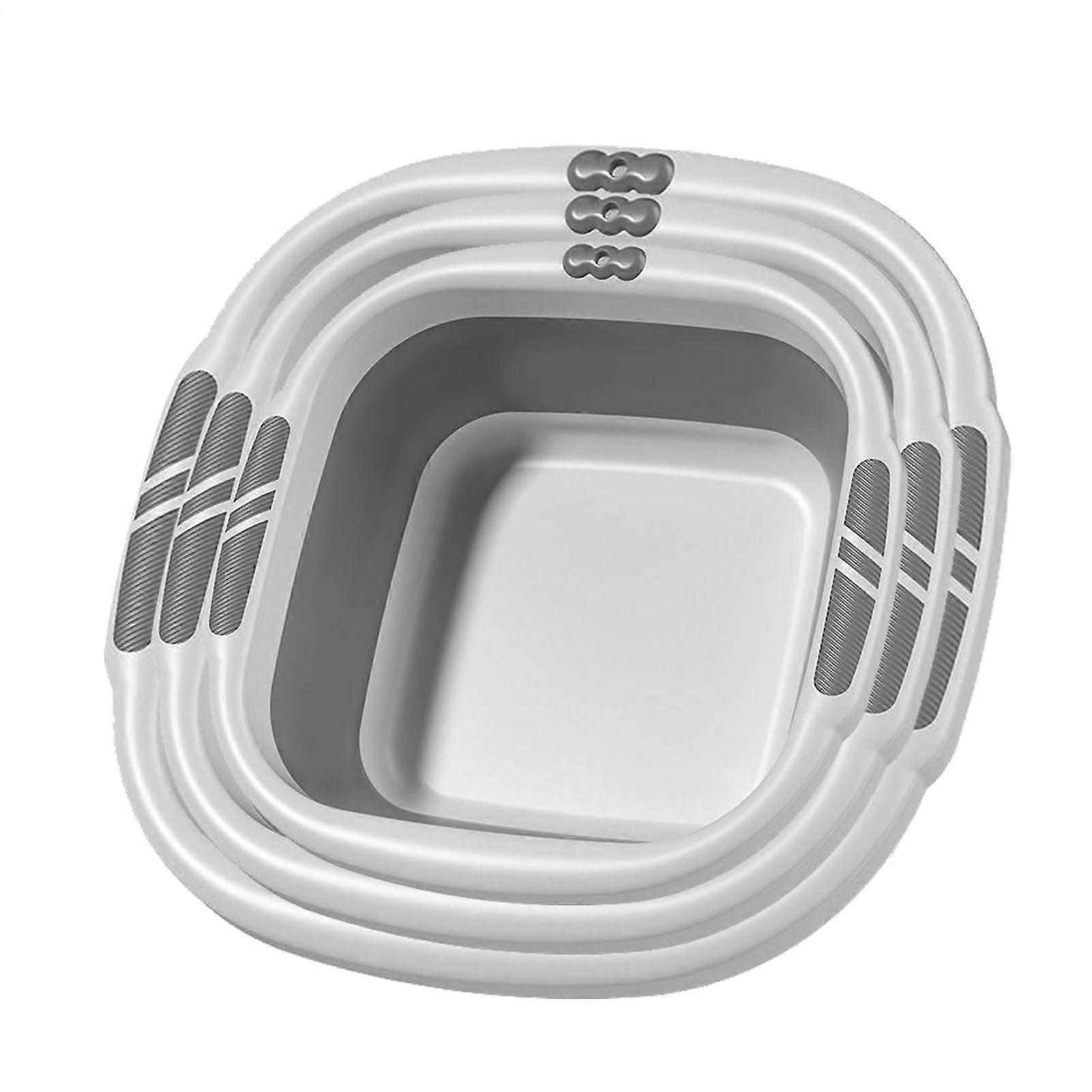 Foldable Wash Basin for Dishes Laundry and Foot Soaking, Collapsible SpaceSaving Grey Tub