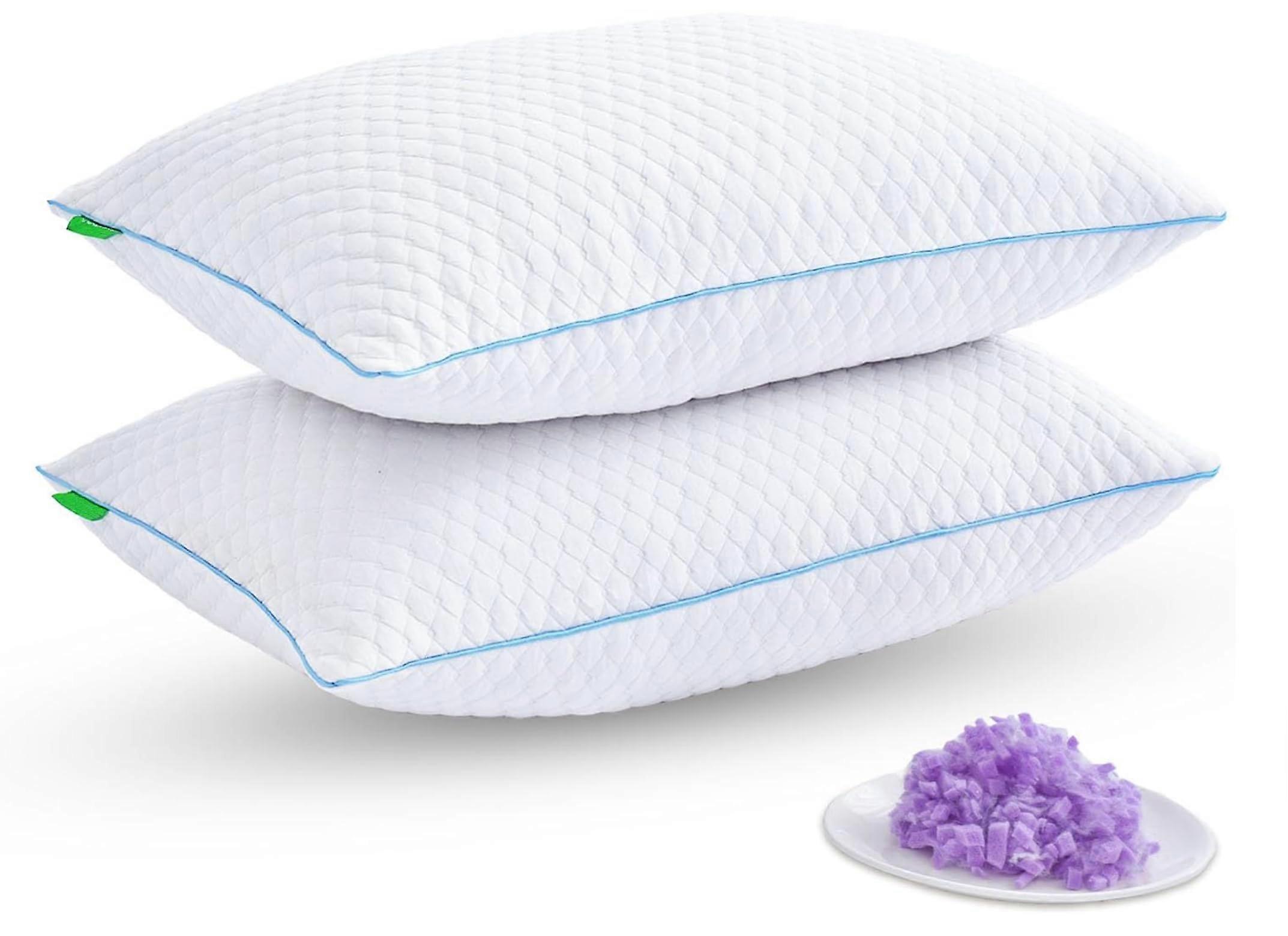 2Pack Shredded Memory Foam Pillow with Adjustable Firmness and Cooling Neck Support
