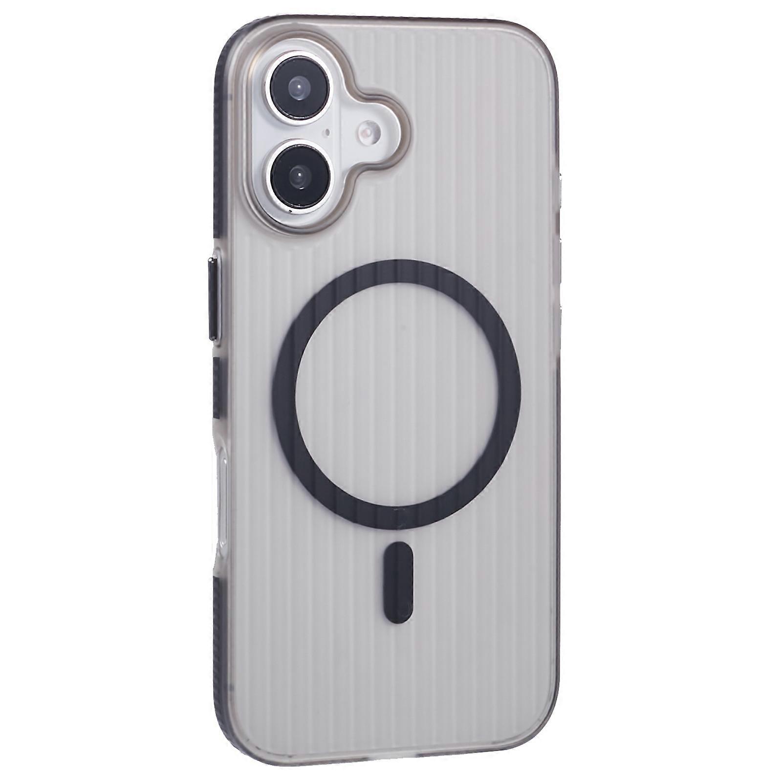 For iPhone 16 Plus Case Corrugated Texture Phone Cover PC Shell Compatible with MagSafe