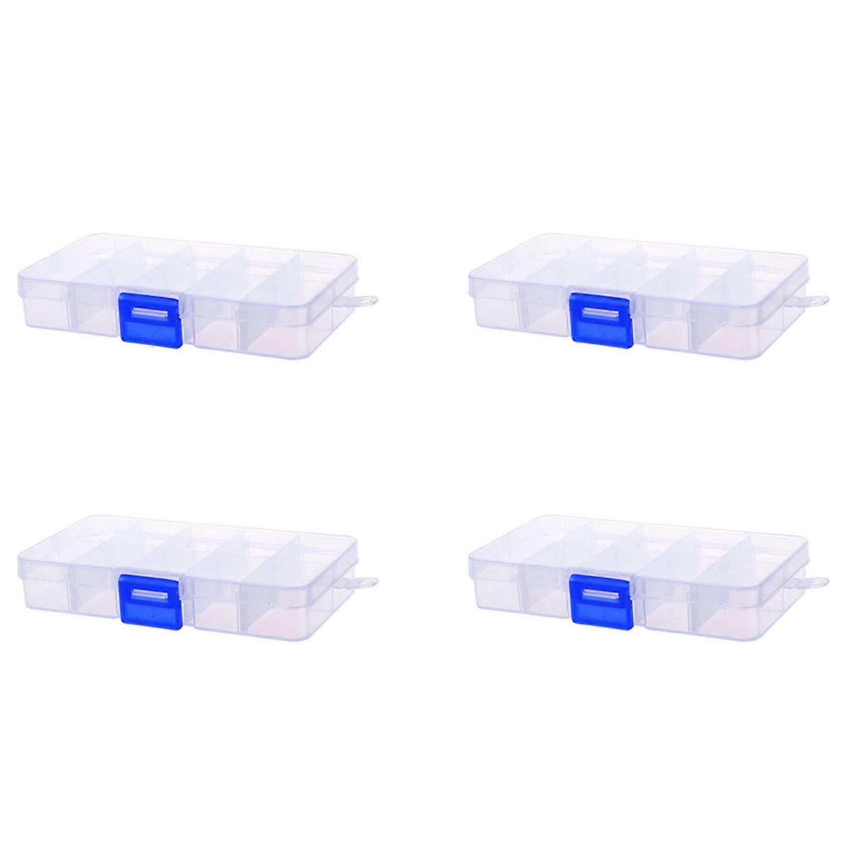 4X Clear Compartments False Nail Art Tips Storage Box Case