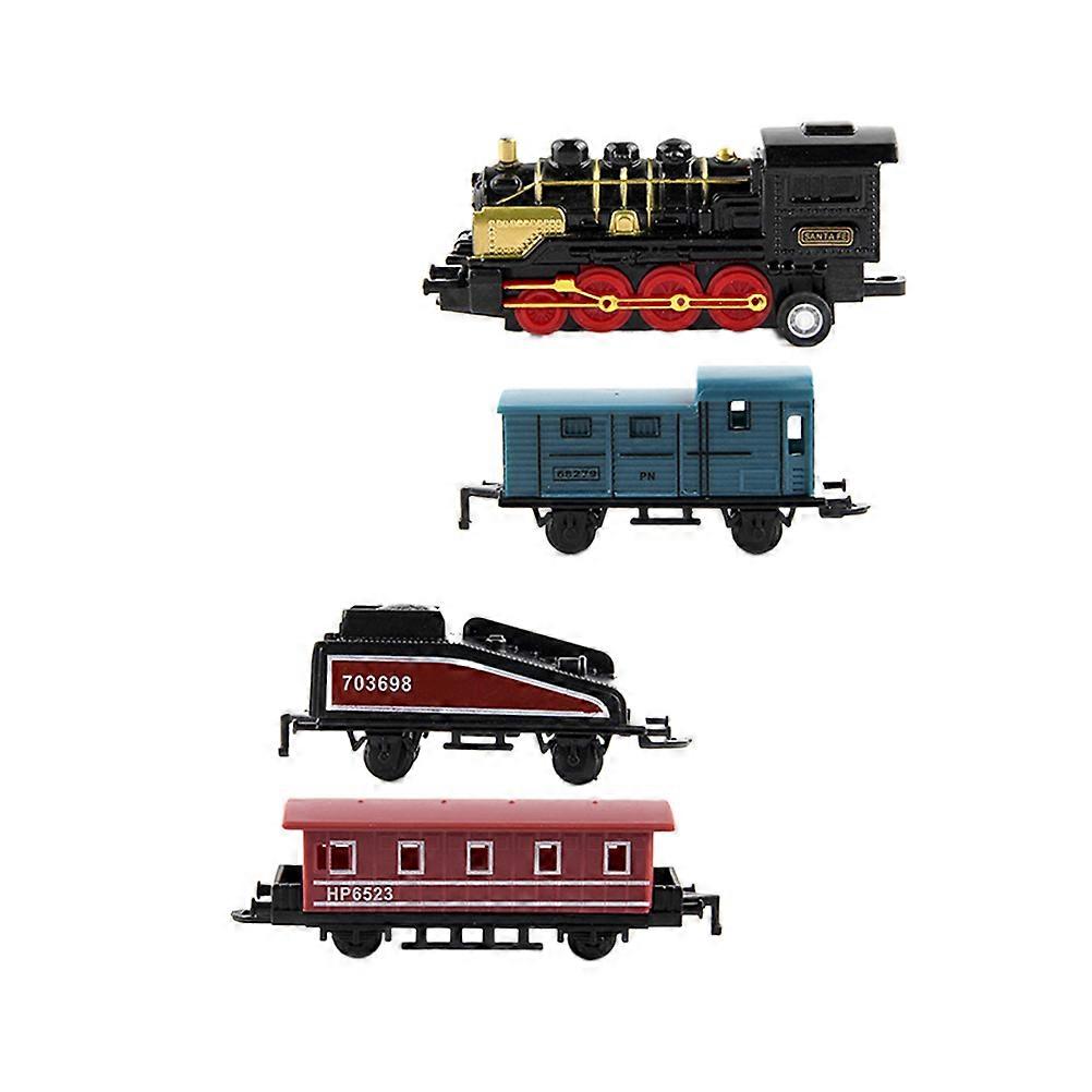 Steam Train Toy Alloy Model Pull Back Train Set for Decoration 4Pcs Set