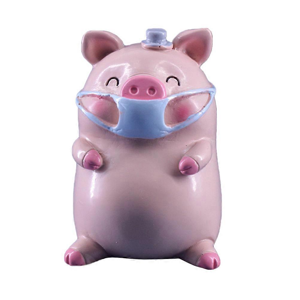 Pink Cake Topper Pig-Shaped Resin Decorative Cake Insertion 1Pcs