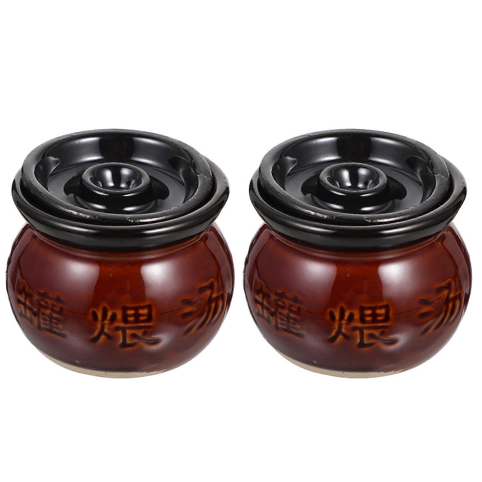 Earthenware Hot Pots Rice Noodle Pots Home Users Making Soup 2Pcs