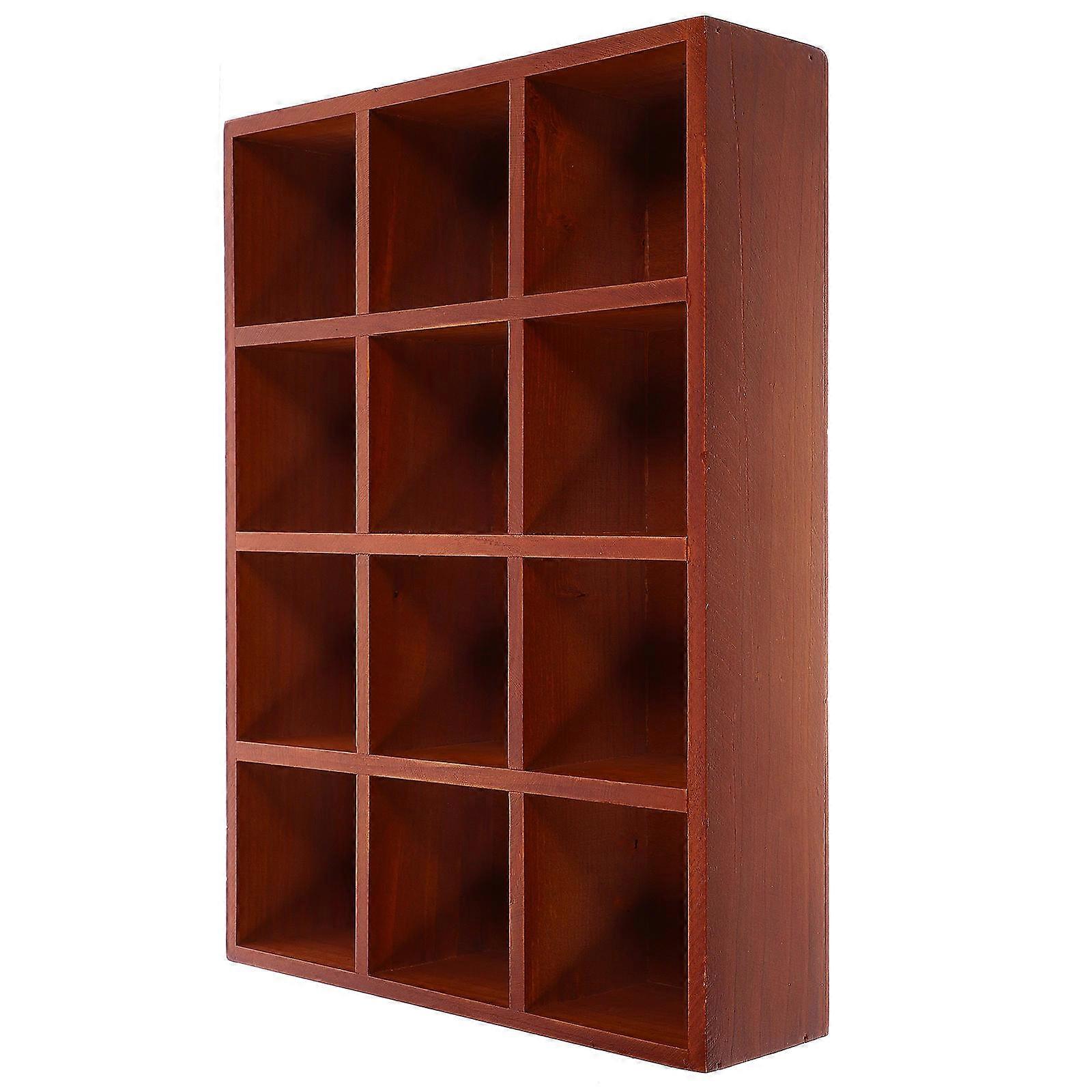 Rustic Brown Wood Hanging Storage Box for Holding Stuff with Compartments