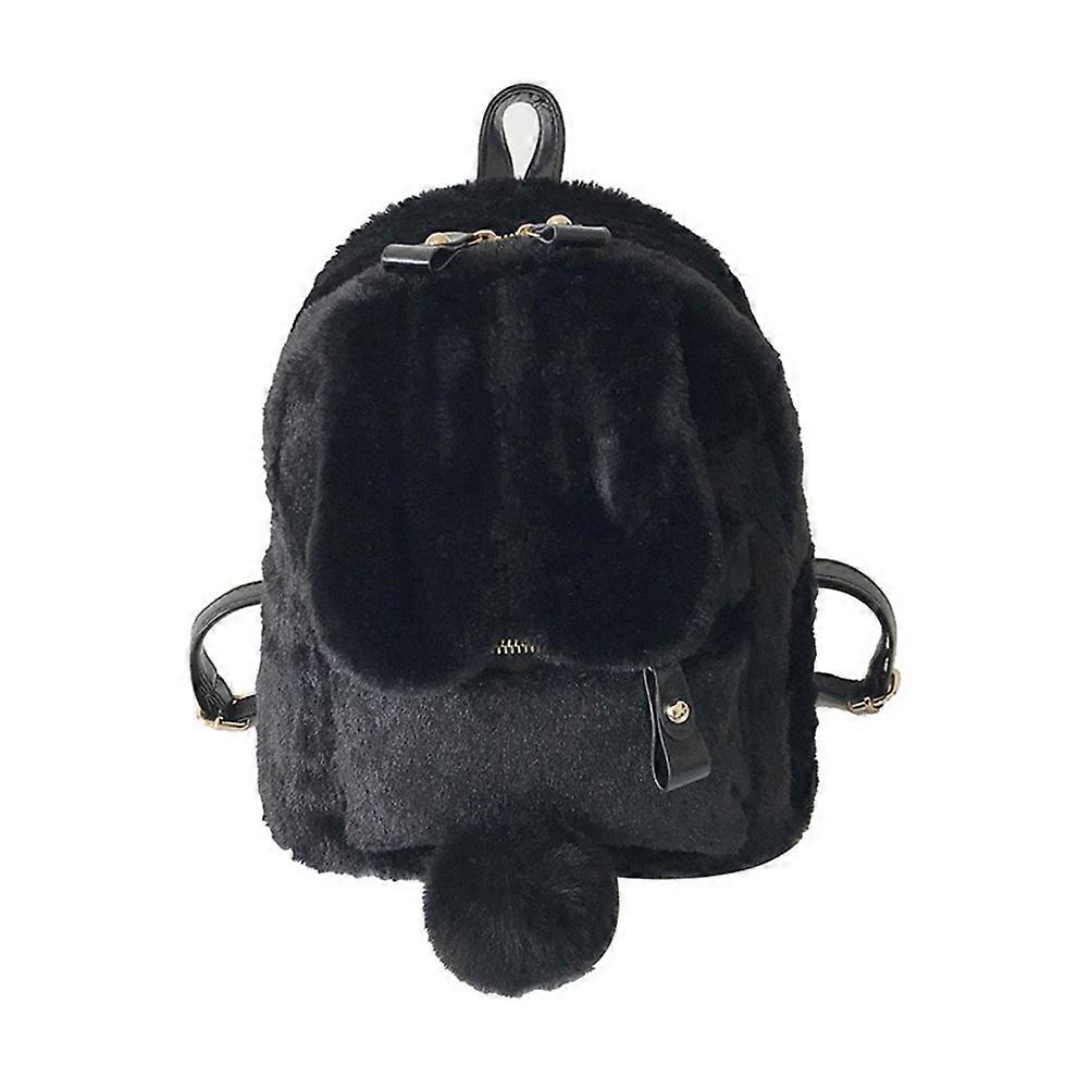 Lovely Black Rabbit Ear Plush Backpack for Storage Use Casual Backpack